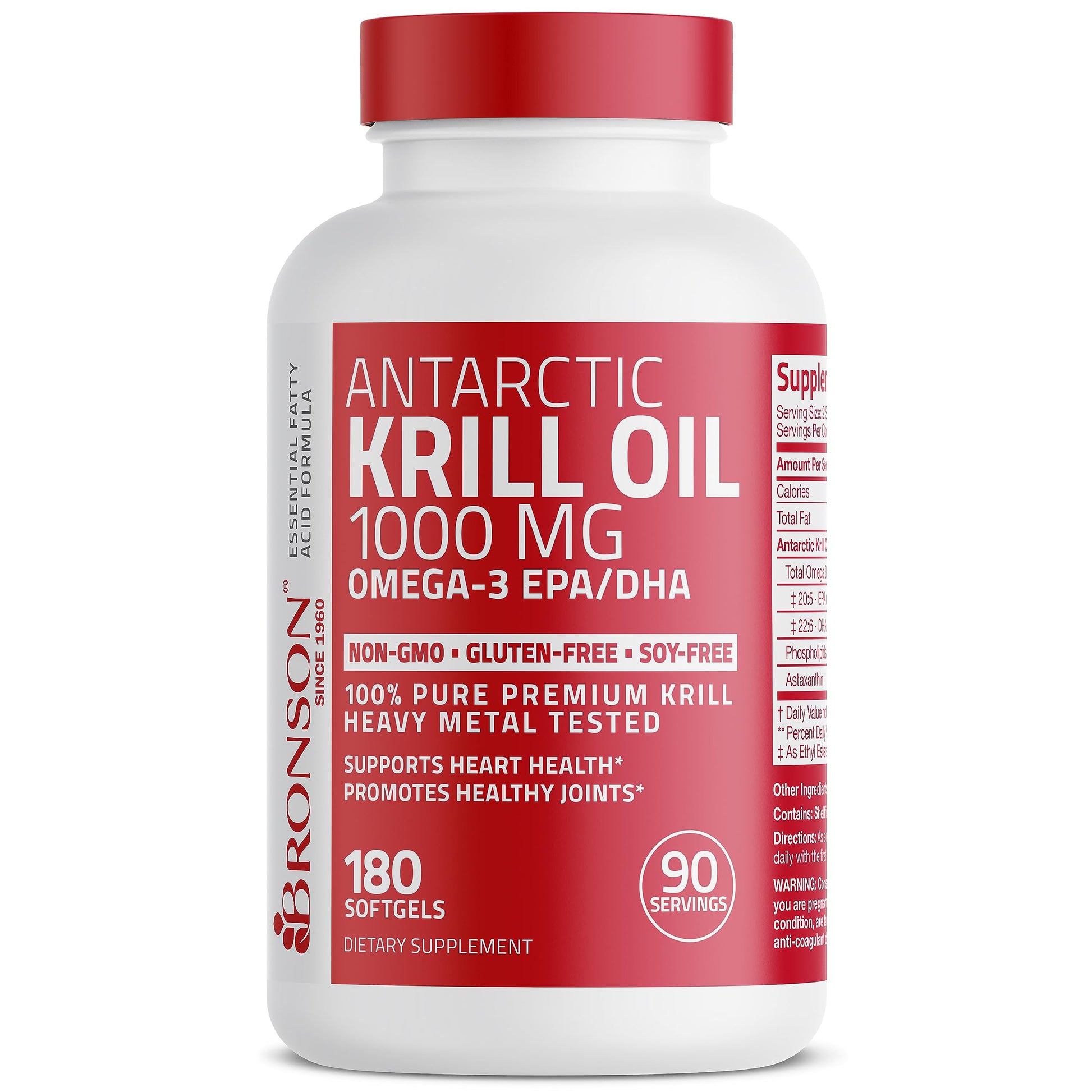 Bronson Antarctic Krill Oil 1000 mg with Omega-3s EPA, DHA, Astaxanthin and Phospholipid Bronson uk supplements