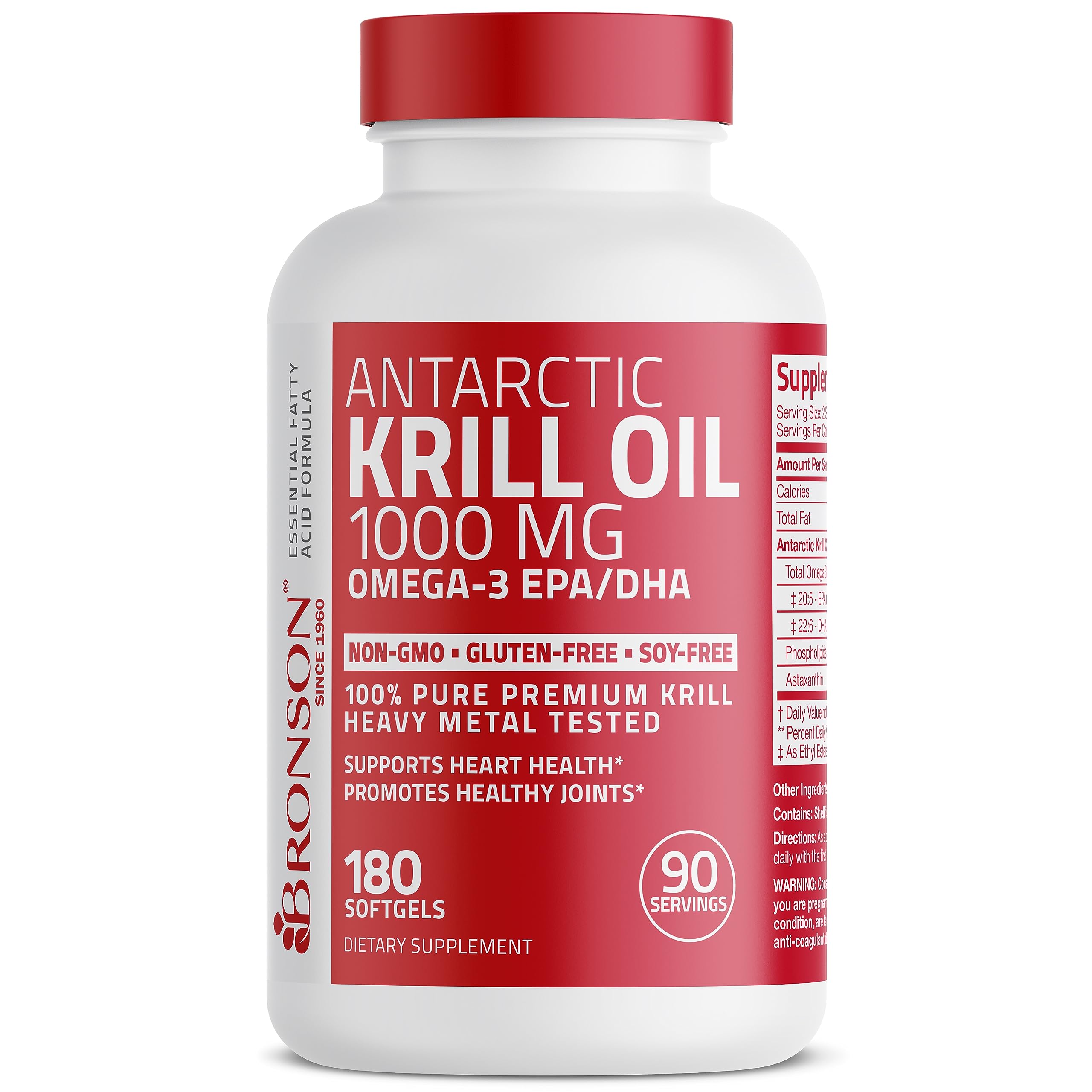 Bronson Antarctic Krill Oil 1000 mg with Omega-3s EPA, DHA, Astaxanthin and Phospholipid Bronson uk supplements