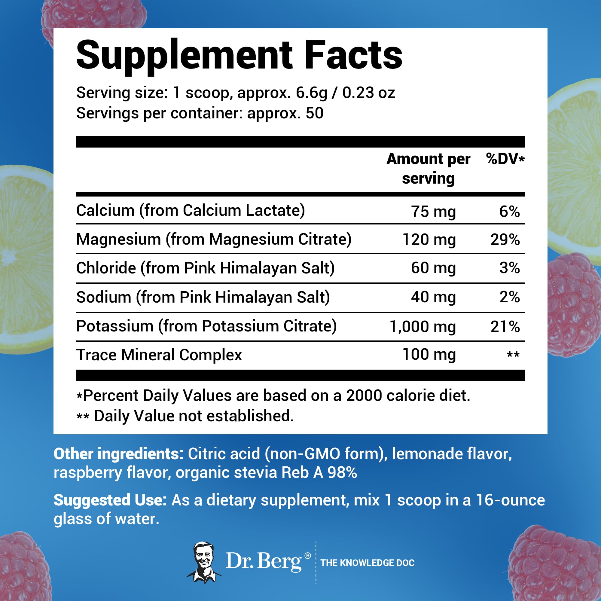 Dr. Berg Hydration Keto Electrolyte Powder - Enhanced w/ 1,000mg of Potassium Dr. Berg Nutritionals uk supplements