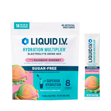 Liquid I.V.® Hydration Multiplier Sugar-Free - Rainbow Sherbet | Electrolyte Powder Drink Mix | 1 Pack (14 Servings) Liquid I.V. uk supplements