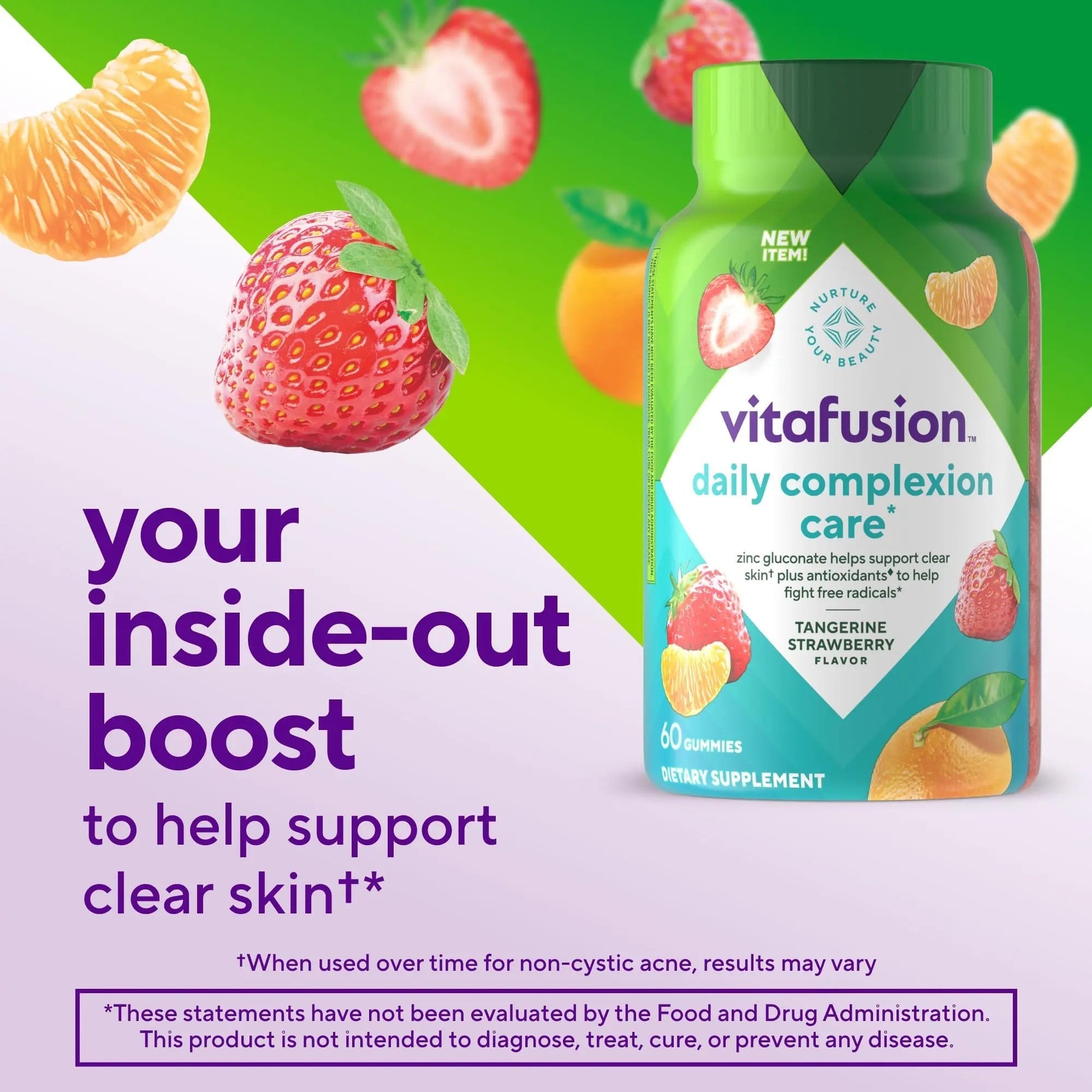 vitafusion Daily Complexion Care (1), Beauty Supplement Helps Support Clear Skin (1) (2) with Zinc Gluconate, Plus Vitamins E & C Vitafusion uk supplements