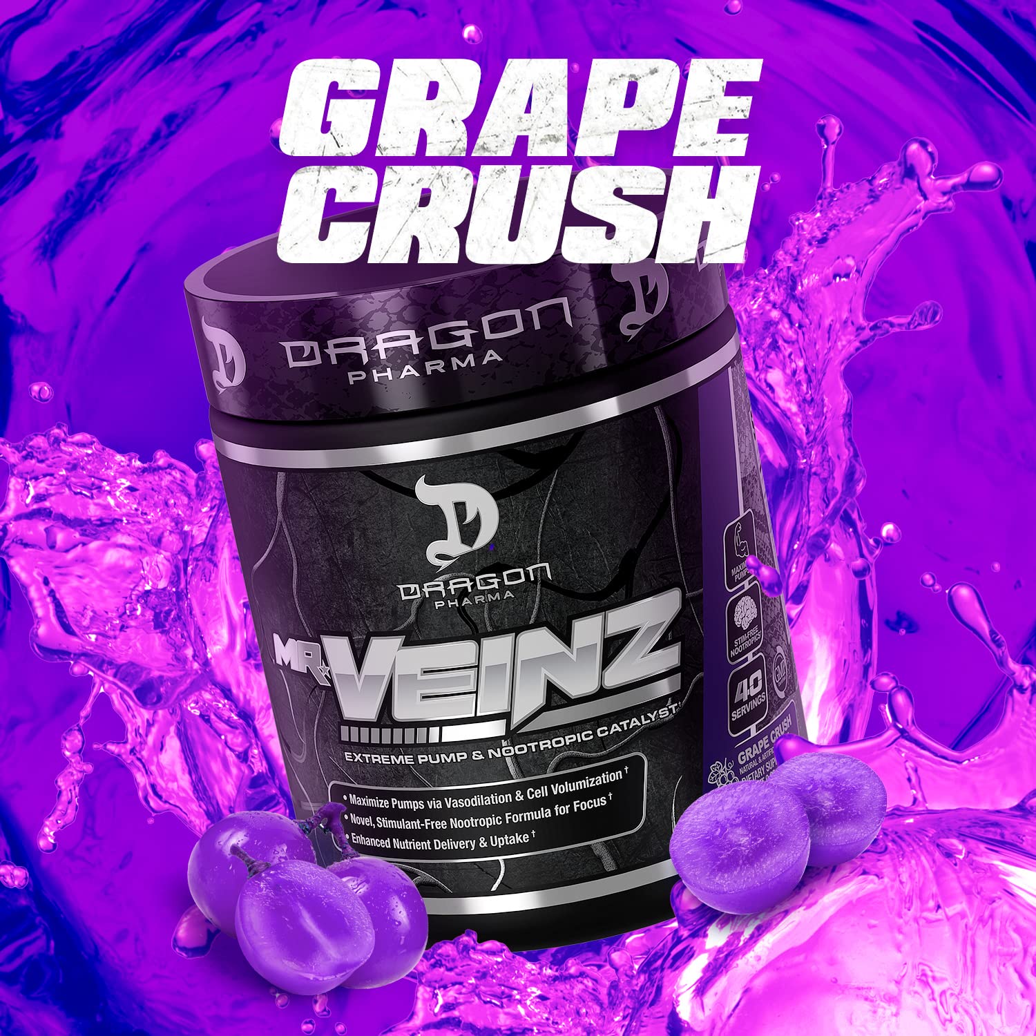 DRAGON PHARMA Mr. Veinz Stim Free Pre-Workout, Extreme Pump & Nootropic Catalyst DRAGON PHARMA uk supplements
