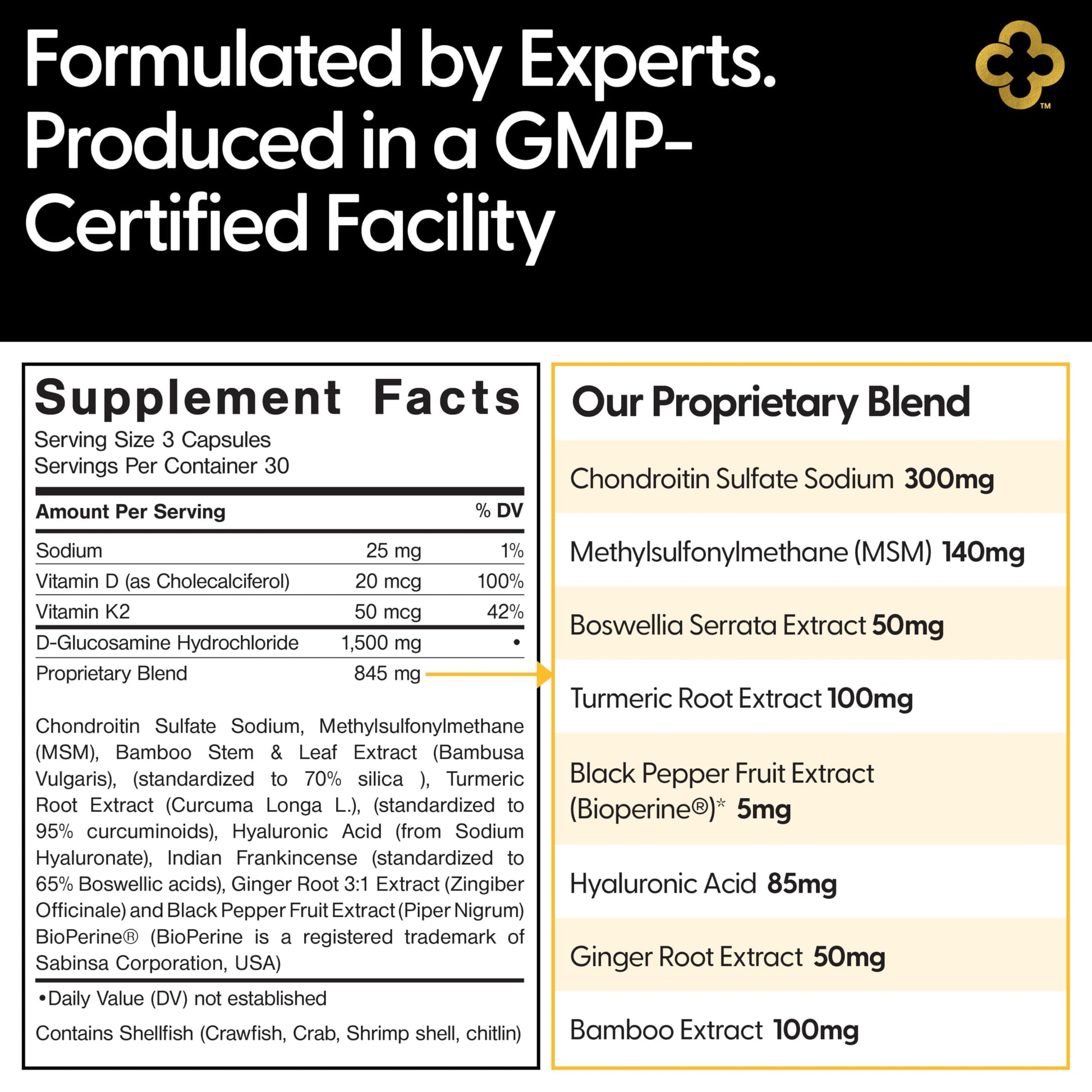 Campio Glucosamine Chondroitin MSM All-in-One Joint Support Supplement Turmeric, Hyaluronic Acid, Boswellia, Ginger Root, Bamboo, BioPerine, Black Pepper, Supports Joint Health & Flexibility 90 Count Campio uk supplements