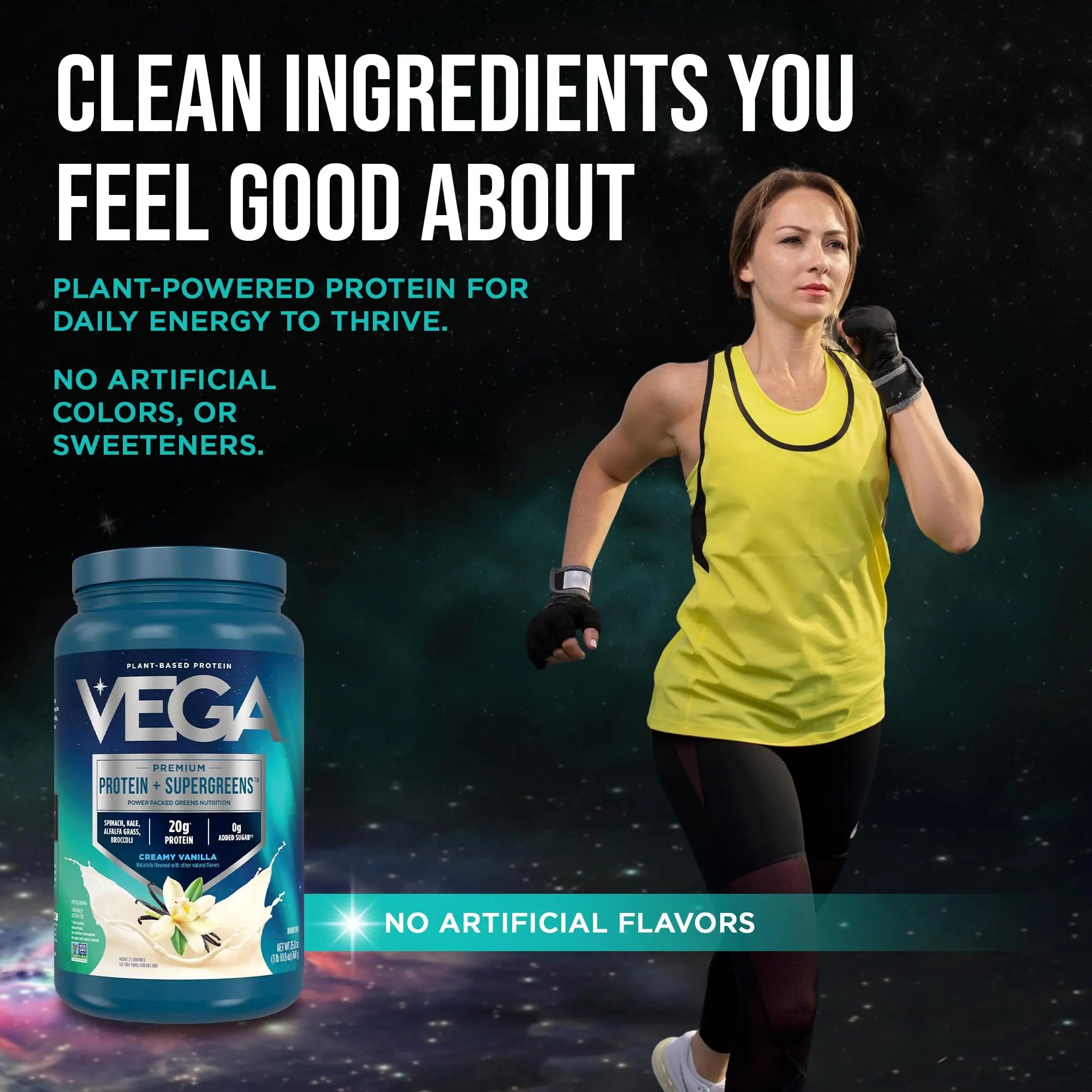 Vega Premium Protein + Supergreens, Creamy Vanilla – 20g Vegan Protein, Dairy & Gluten Free, 26.9 oz (25 Servings) Vega uk supplements