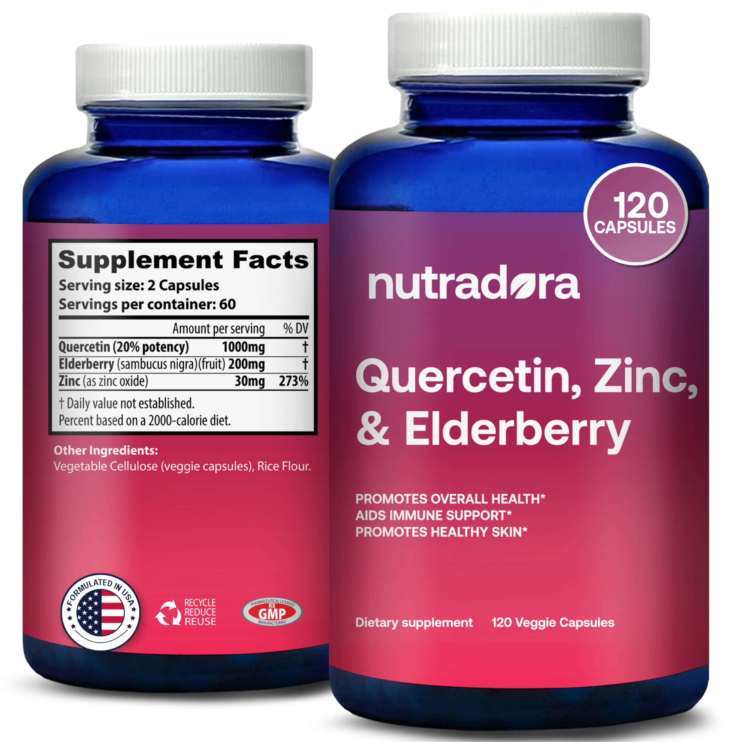 Nutradora Quercetin 1000mg Per Serving Veggie Capsules, Non-GMO Nutradora uk supplements