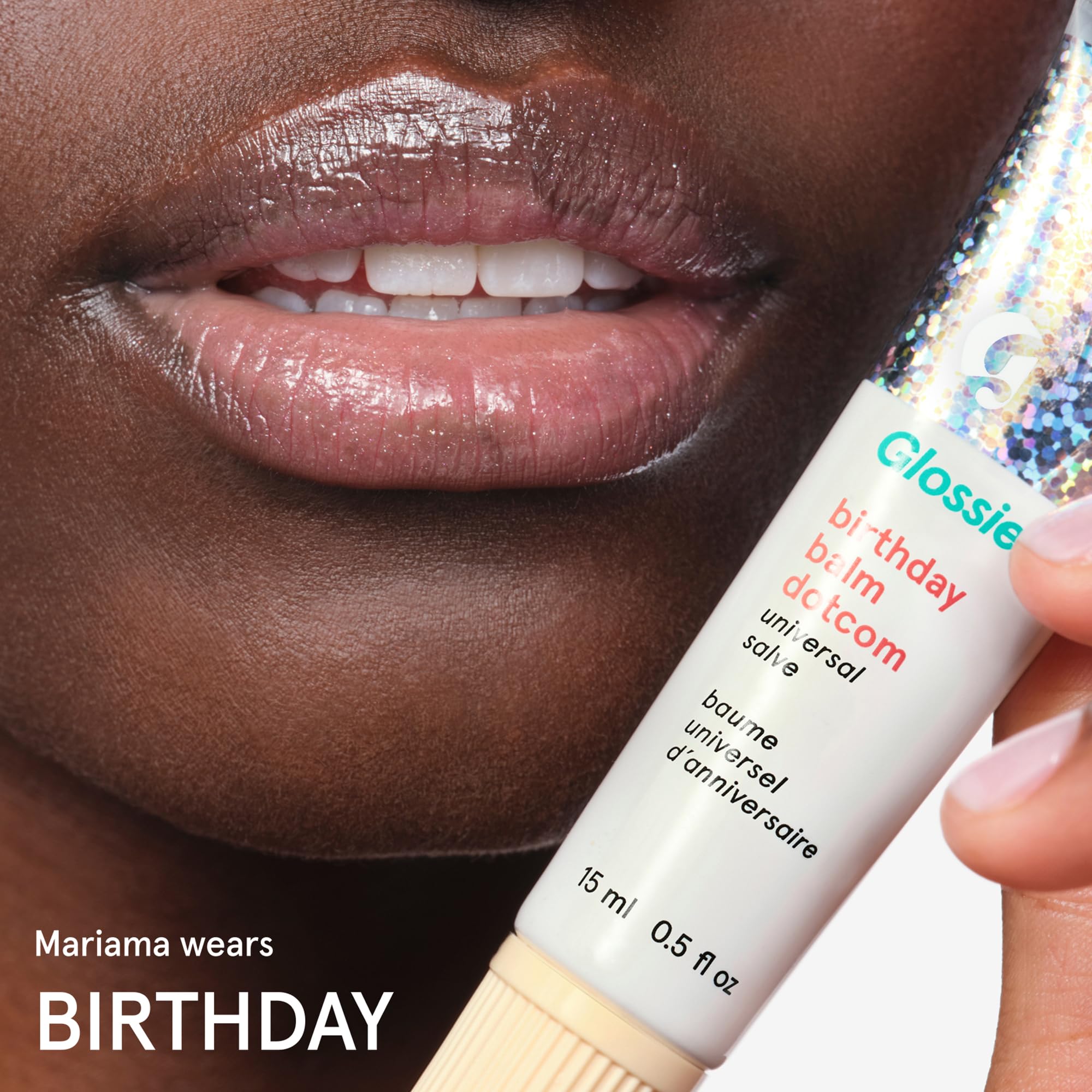Glossier Balm Dotcom Hydrating Lip Balm - Universal Salve, Up to 12Hr Moisture - Lanolin, Beeswax & Castor Oil for Dry Lips, Cuticles & Skin - Birthday, Clear Soft Shimmer, 15ml Glossier uk supplements