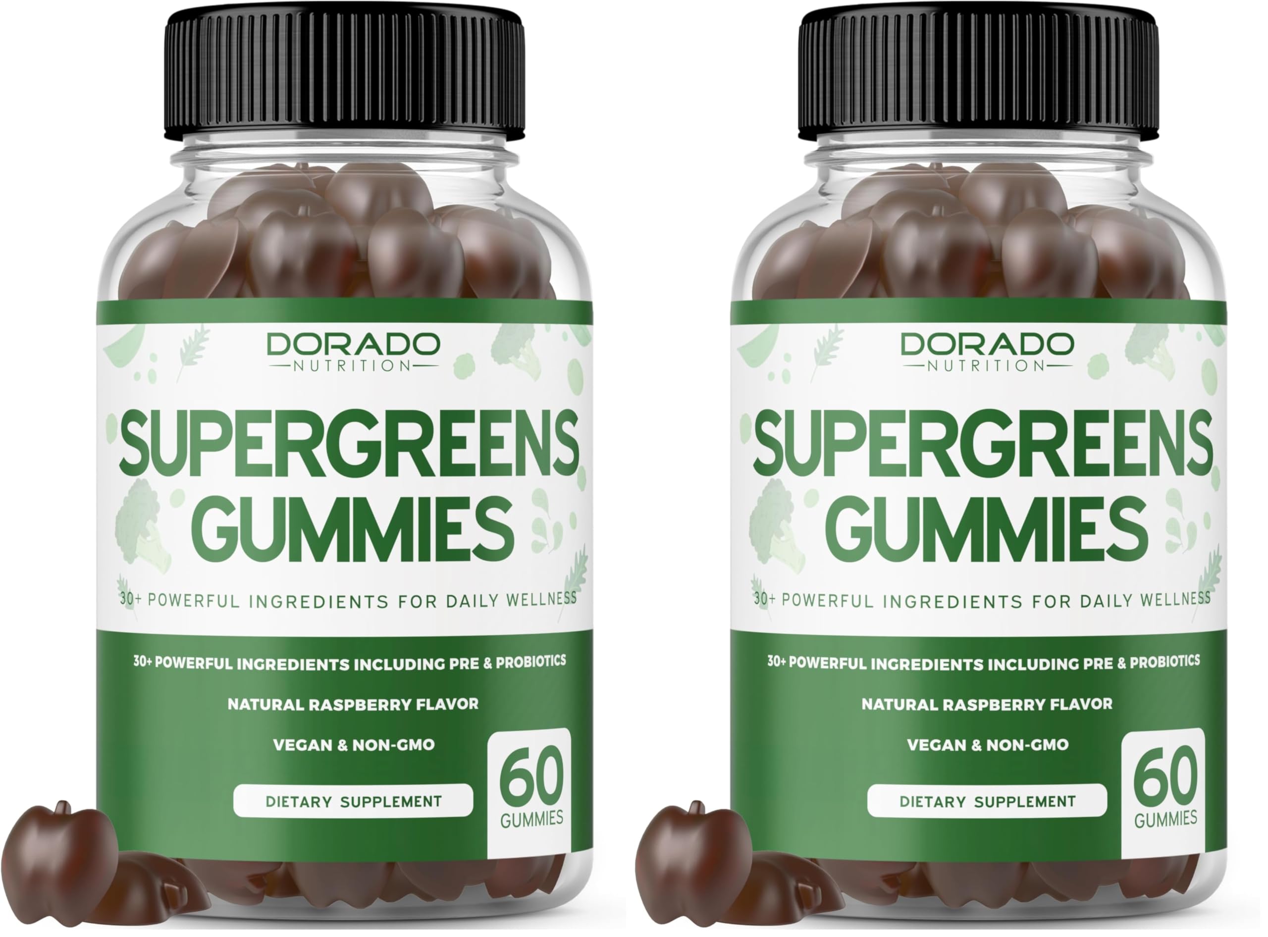 Supergreens Gummies (60 Count) Daily Greens Gummies - Greens Supplements with 8 Ingredient Power Blend - Superfood for Immunity Support for Adults - Third Party Tested, Vegan & USA Made (Pack of 2) DORADO NUTRITION uk supplements