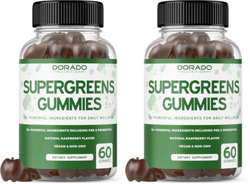 Supergreens Gummies (60 Count) Daily Greens Gummies - Greens Supplements with 8 Ingredient Power Blend - Superfood for Immunity Support for Adults - Third Party Tested, Vegan & USA Made (Pack of 2) DORADO NUTRITION uk supplements