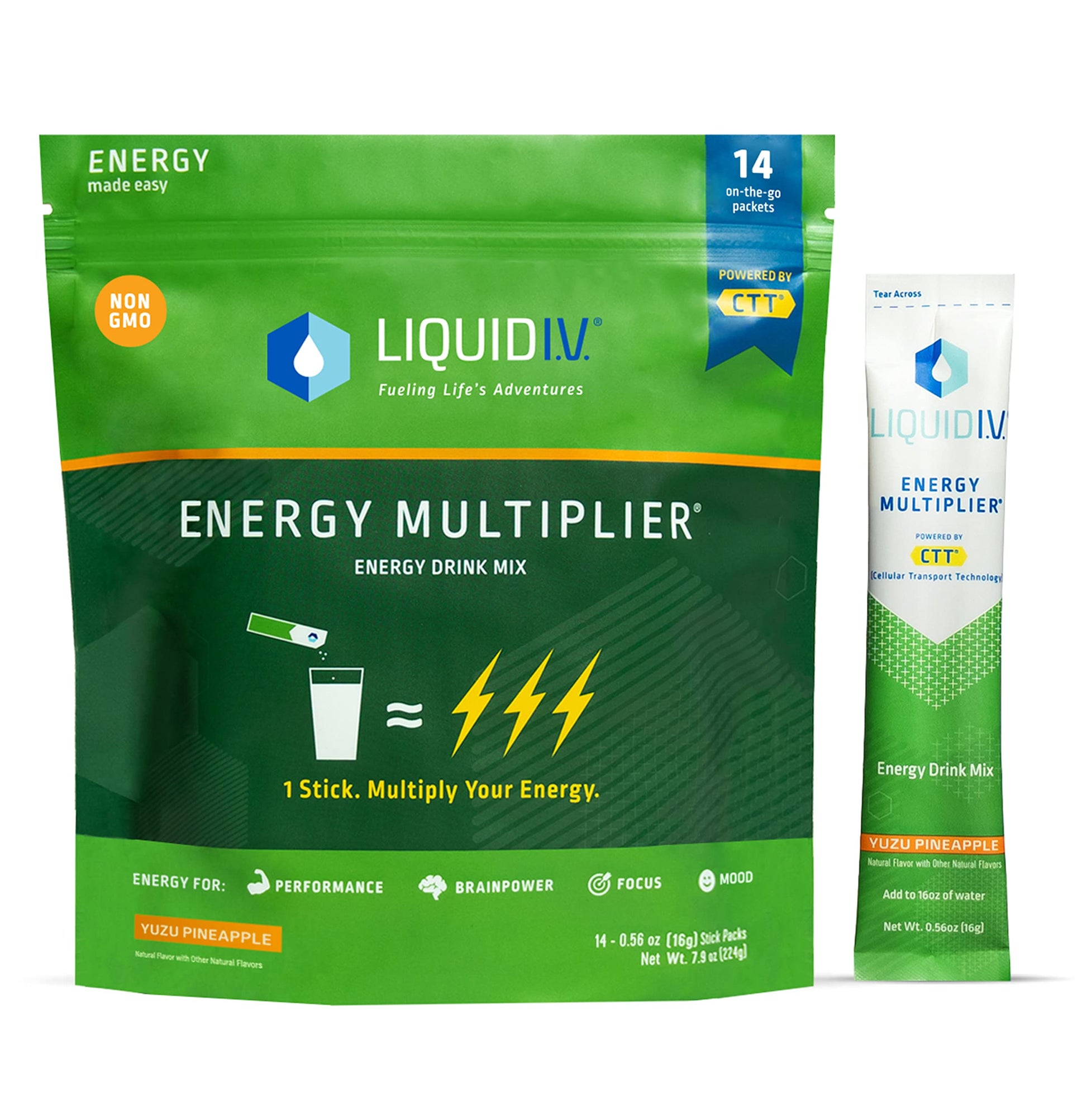Liquid I.V. Hydration + Energy Multiplier - Yuzu Pineapple - Hydration Powder Packets Liquid I.V. uk supplements
