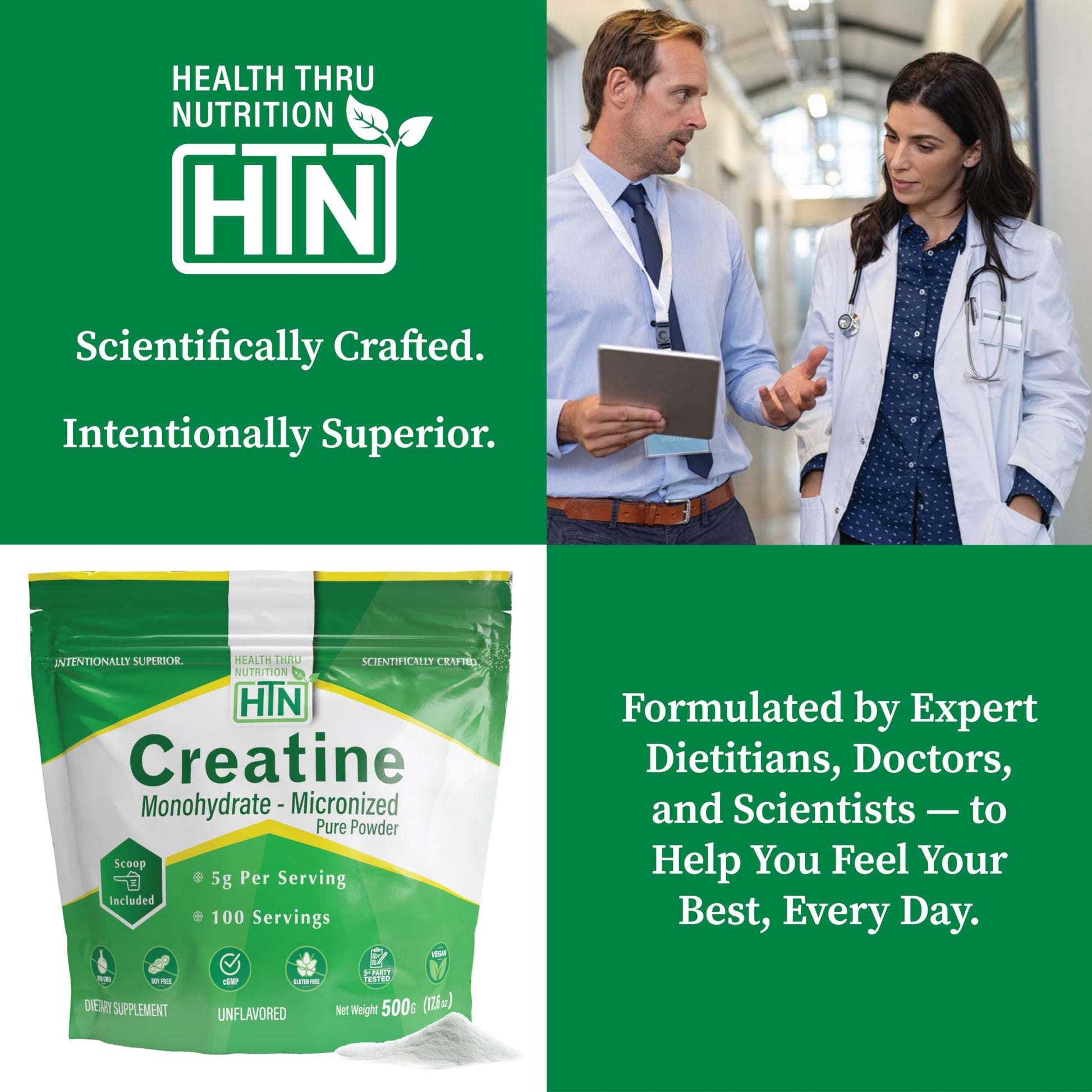 Health Thru Nutrition Creatine Monohydrate Micronized Powder – 500g Pure Unflavored – 5g Per Scoop – Workout Support, Muscle Fuel and Recovery Bulk Supplement | Non-GMO, Vegan Health Thru Nutrition uk supplements
