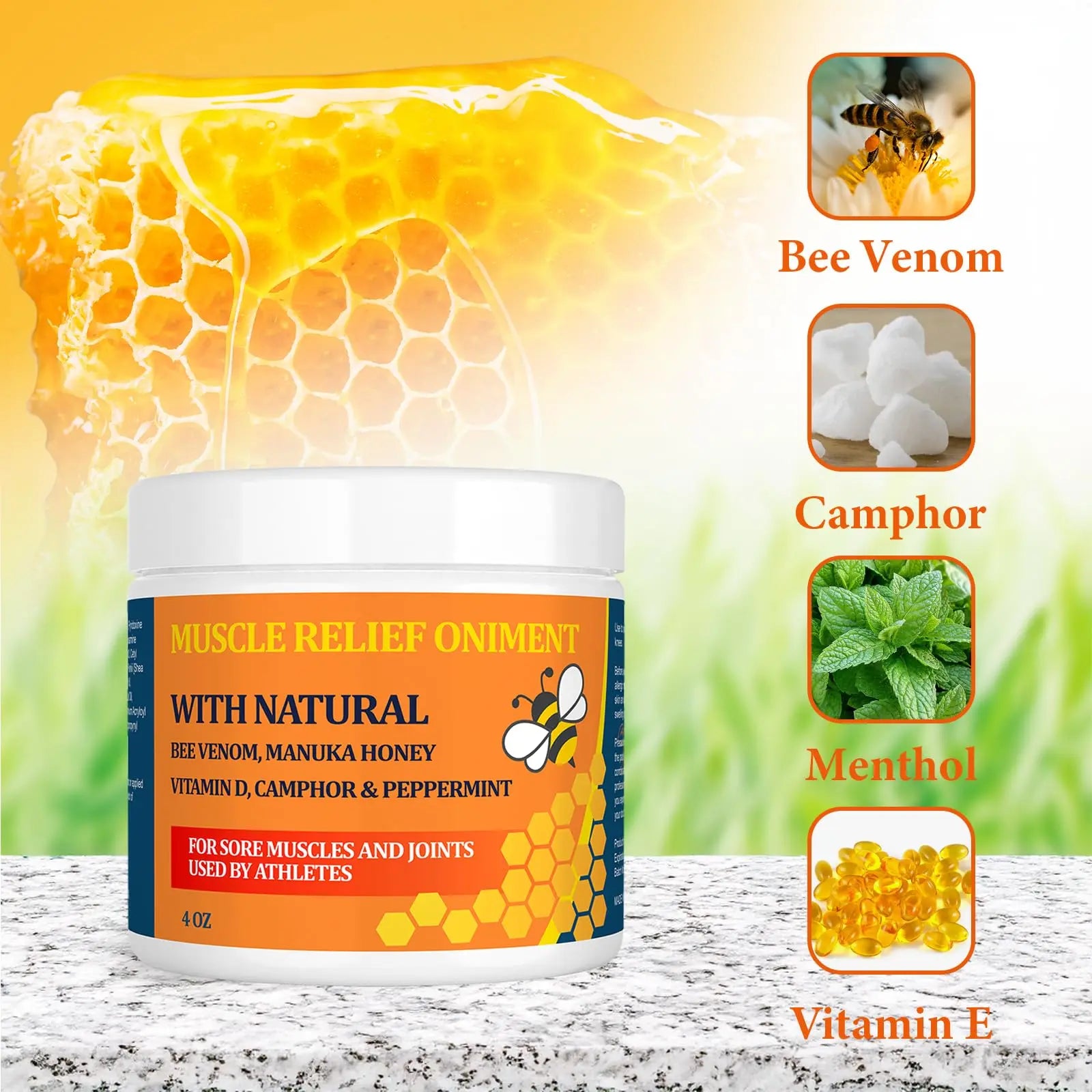 Beeswax and Honey Fast Acting Joint Muscle Bone Cream, Immediate Help for Back, Neck, Hand, Feet, Knee, Shoulder, Topical, Nerve, Plantar, Ankle, Foot Discomfort, Natural Added YOKOBBYES uk supplements