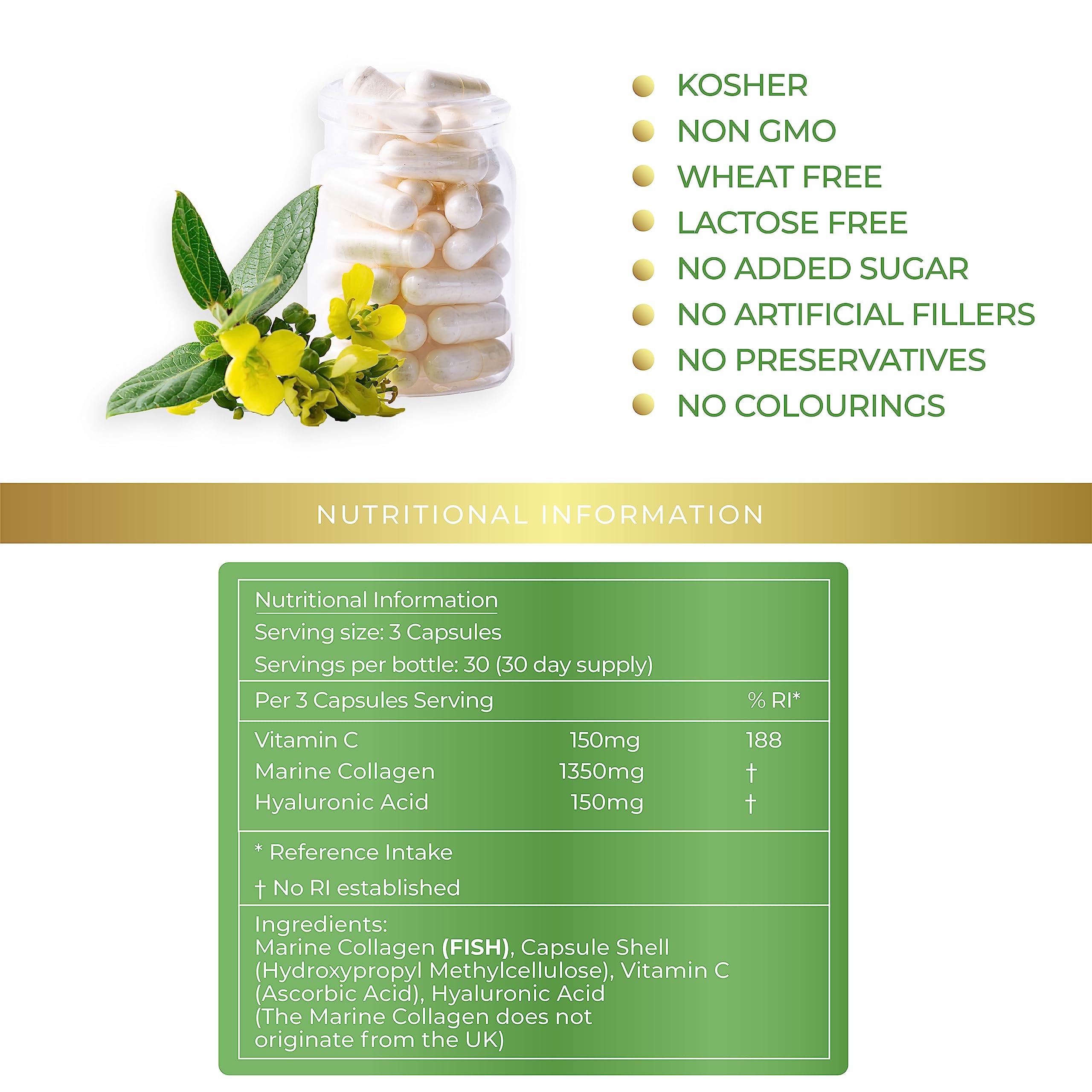 Lily Green | Marine Collagen with Hyaluronic Acid & Vitamin C - 1650mg per Serving Lily Green Supplements uk supplements