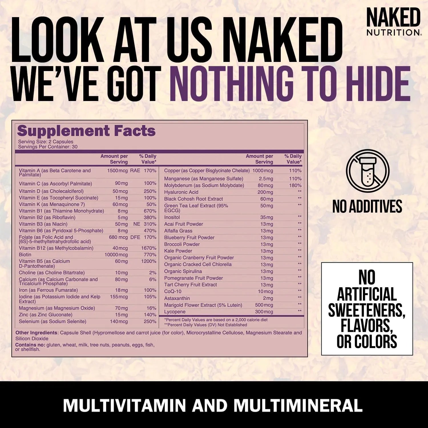NAKED Nutrition Women's Multi - Daily Multivitamin - Vitamins A, C, E, Selenium, Zinc, Fruit and Super Green Extracts, to Boost Immune Support NAKED uk supplements