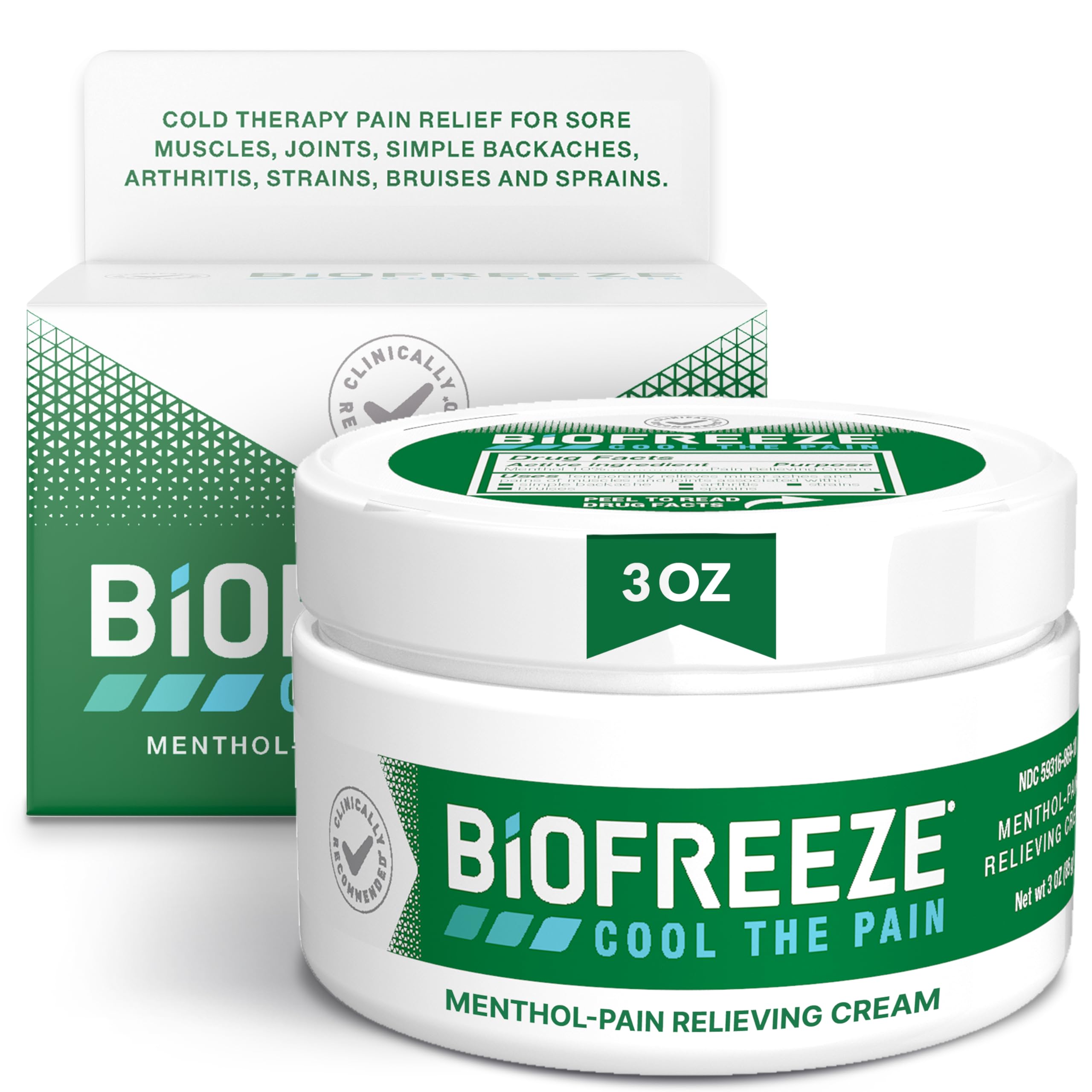 Biofreeze Pain Relief Cream for Knee, Neck, Hip, Joint, Shoulder, & Simple Backache, Arthritis Pain Reliever, Sore Muscle Relief, Cooling Menthol Pain Cream, 3 Oz Biofreeze uk supplements