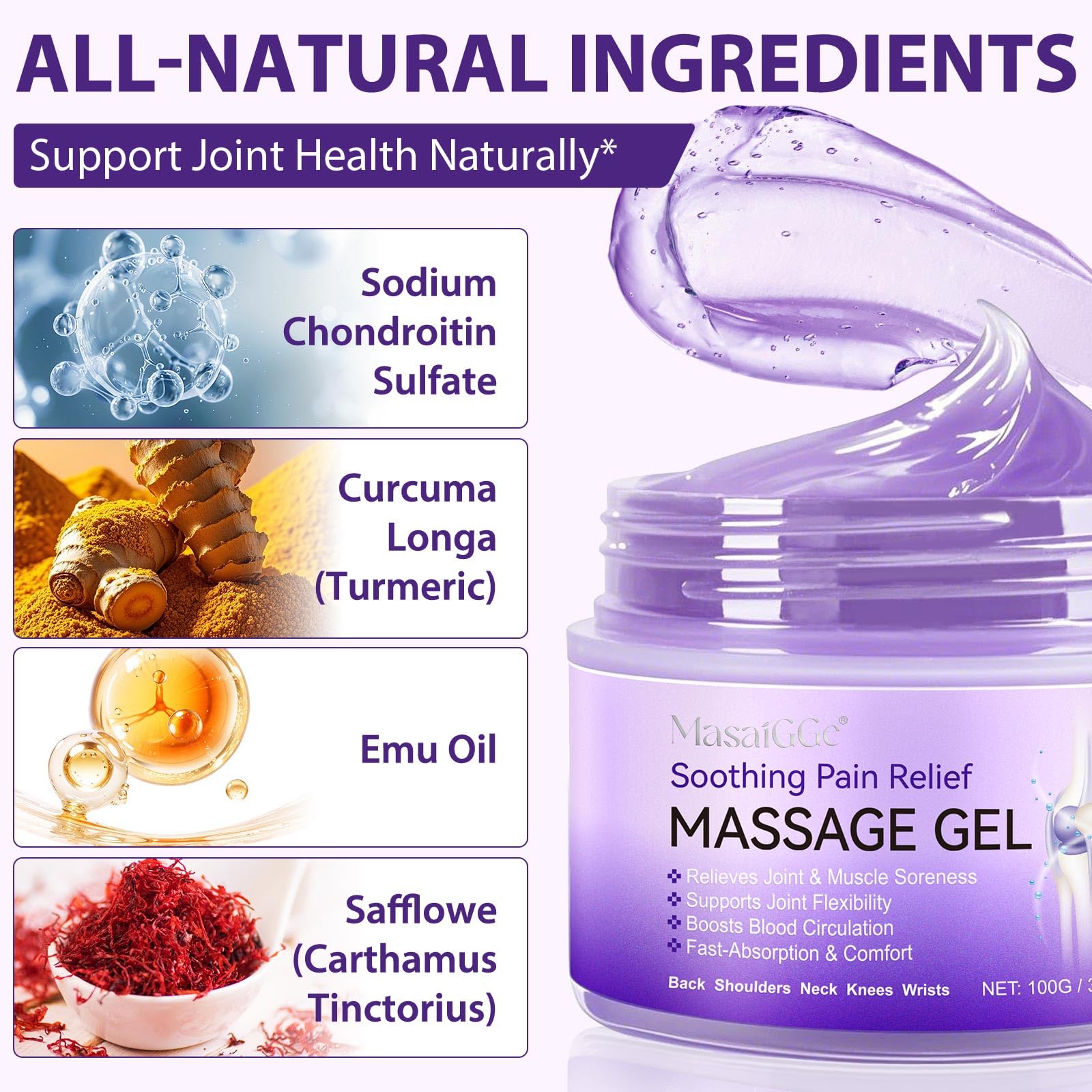 Soothing Massage Gel - Joint Massage Purple Gel, Natural Ingredients & Fast-Absorbing for Soothing Joint, Shoulder, Knee, Back & Muscle Stiffness GTZSXNP uk supplements