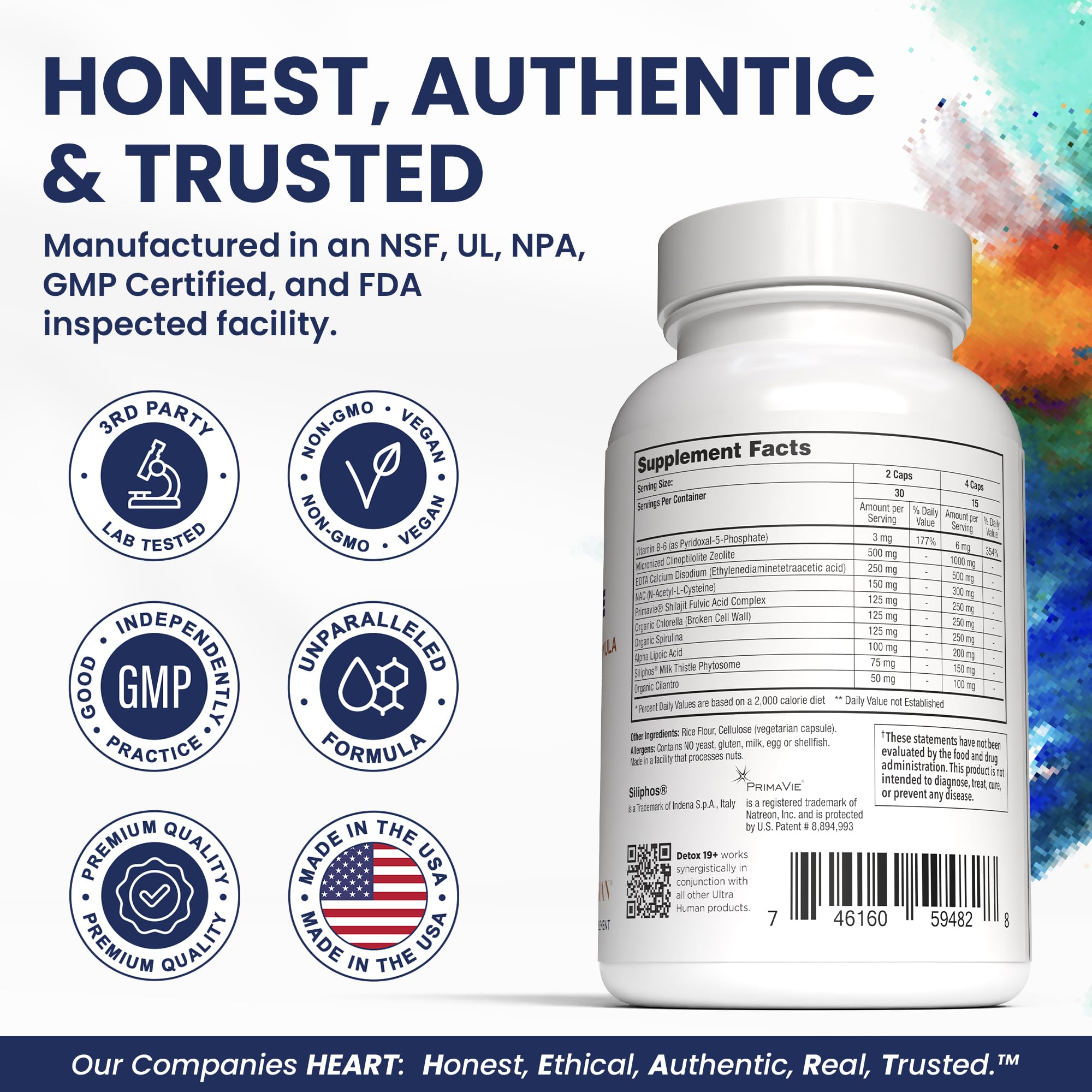 Ultra Human Daily Wellness Support – Heavy Metal Detox Cleanse, with Zeolite, Shilajit, Organic Chlorella & Spirulina, NAC & Alpha Lipoic. Supports Daily Detox, Cognition, Immune System -(Made in USA) Ultra Human uk supplements