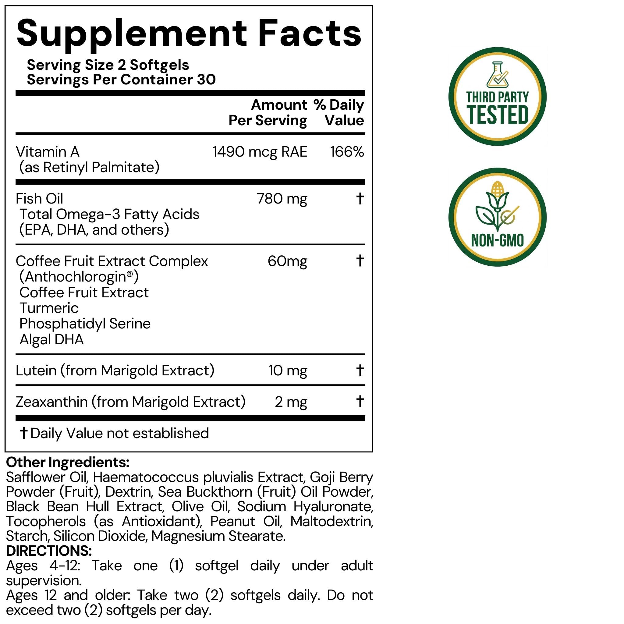 LYTTON EyeQ Duo Digital Eye & Focus Support – Patented Anthochlorogin for Brain-Eye Connection, Promotes Ocular Vitality – Rapid Visual Comfort & Natural Formula for Screen Users, 60 Softgels LYTTON uk supplements