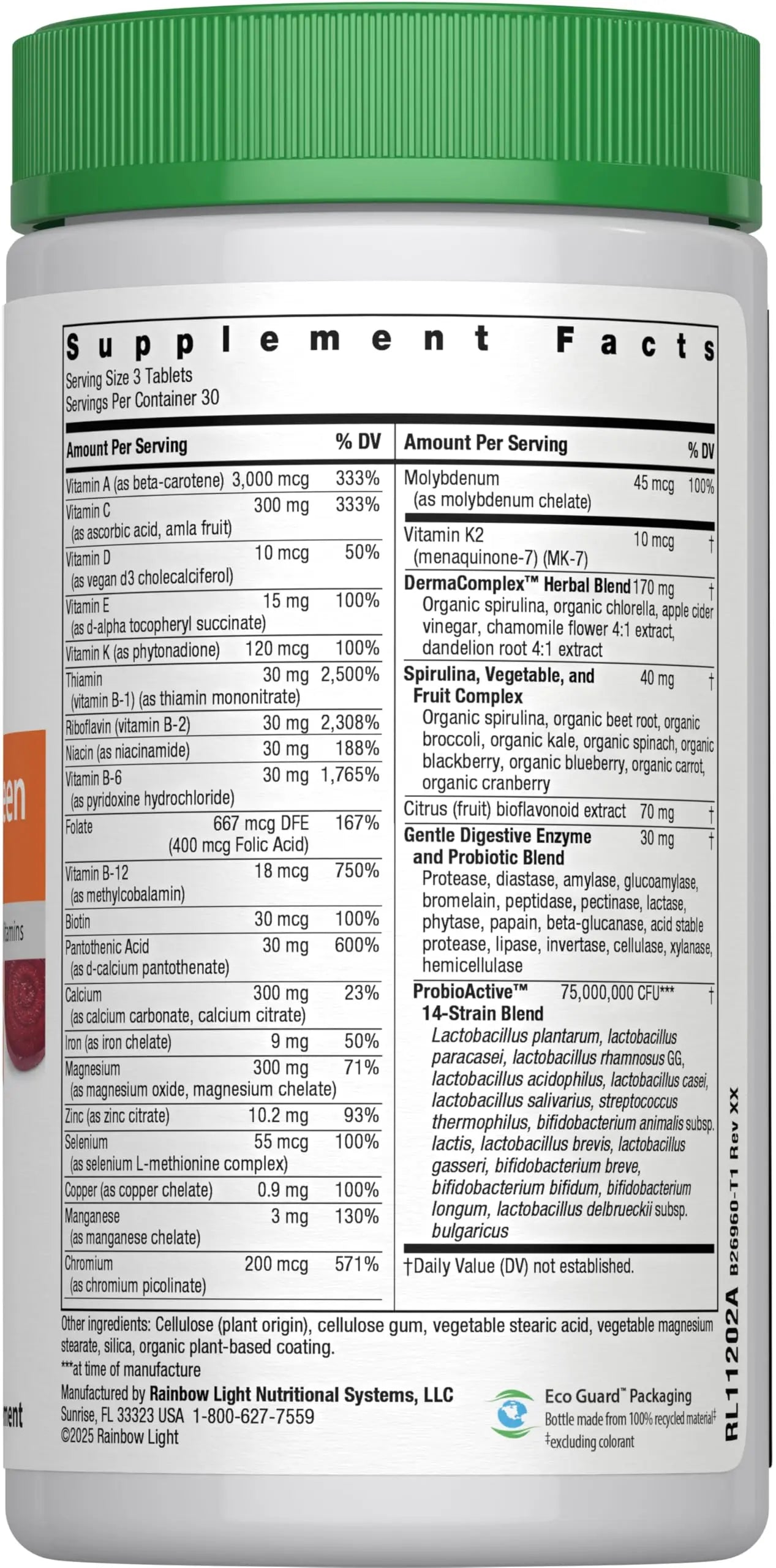 Rainbow Light Multivitamin for Teens, Vitamin C, Zinc, & B Complex, Supports Brain Health, Nerve Function Rainbow Light uk supplements