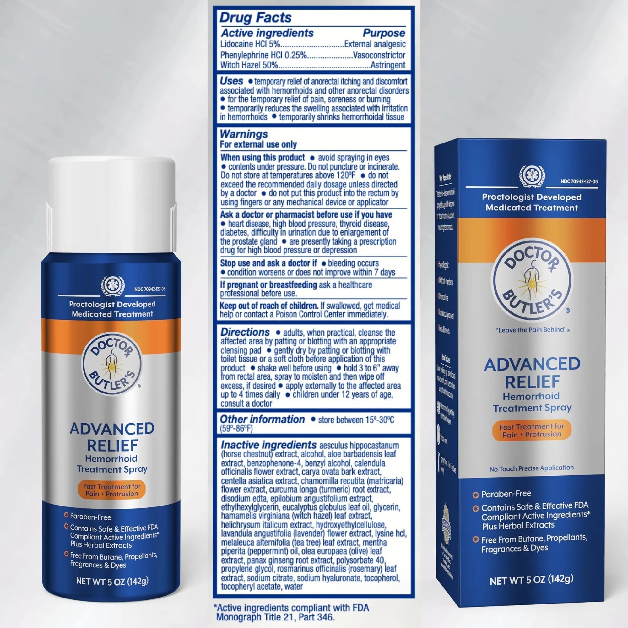 Doctor Butler's Advanced Relief Hemorrhoid Spray – Advanced Relief Hemorrhoid Treatment Spray with Witch Hazel to Help with Sensitive Skin, Itch Relief, and Swelling Relief* (5oz) Doctor Butler's uk supplements