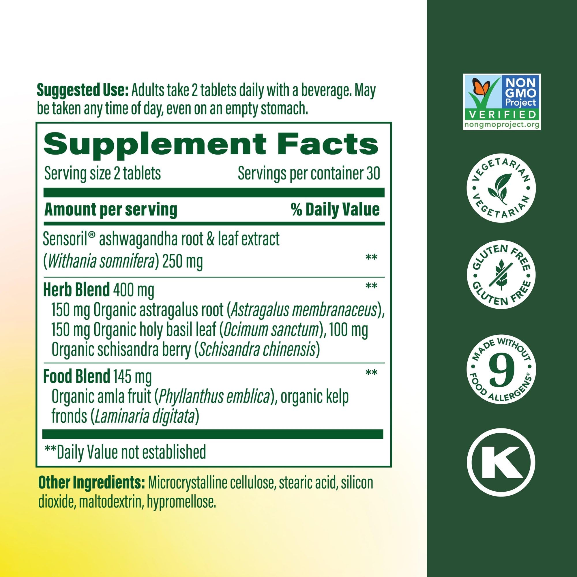 MegaFood Ashwagandha Complex (Formerly Stress Protect) - Ashwagandha Supplements Astragalus Root & Holy Basil - Vegetarian, Gluten Free, Cortisol Supplement - 60 Mini Tablets, 30 Servings MegaFood uk supplements