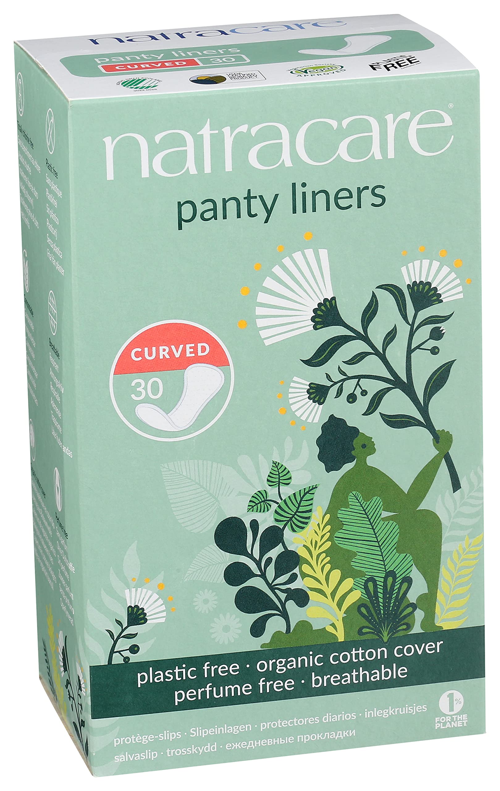 Natracare Natural Organic Curved Panty Liners, with Certified Organic Cotton, Ecologically Certified NATRACARE uk supplements