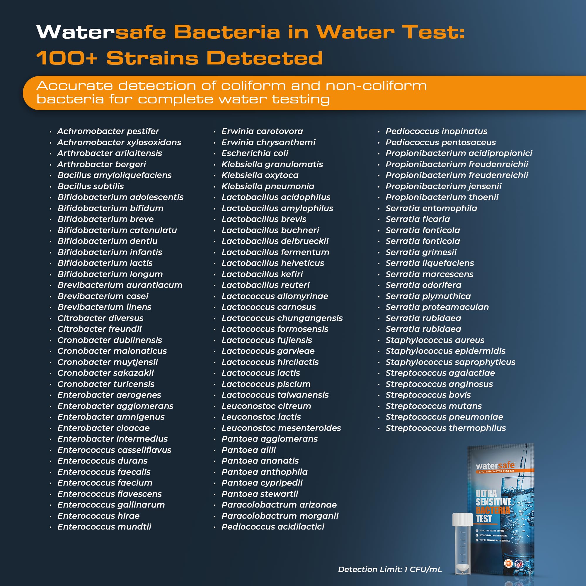 Watersafe® Bacteria Water Test Kit – USA-Made – Results as Fast as 6 Hours – Detects Coliform (Inc. E. coli) & Non-Coliform Bacteria in Drinking, Well & Tap Water – Lab-Quality Testing – 1 Pack Watersafe uk supplements