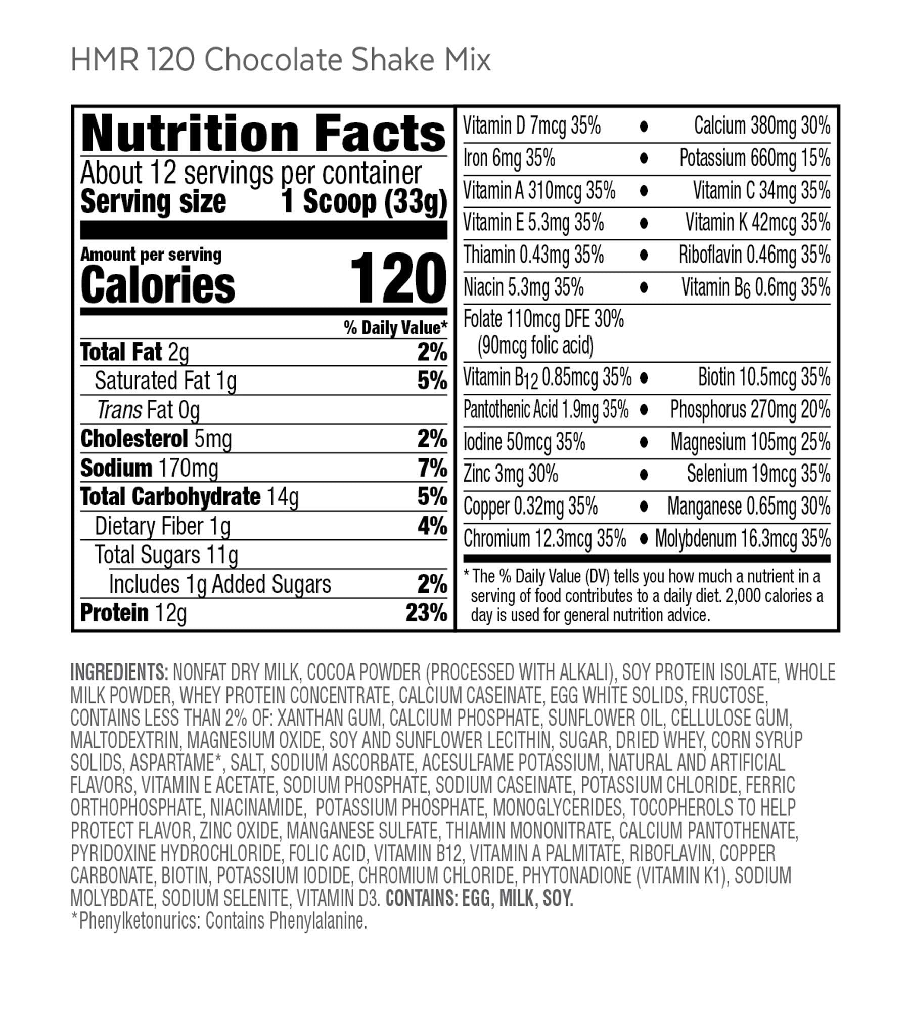 HMR 120 "Classic" Shake Meal Replacement Powder | Chocolate Shake Mix to Support Healthy HMR uk supplements