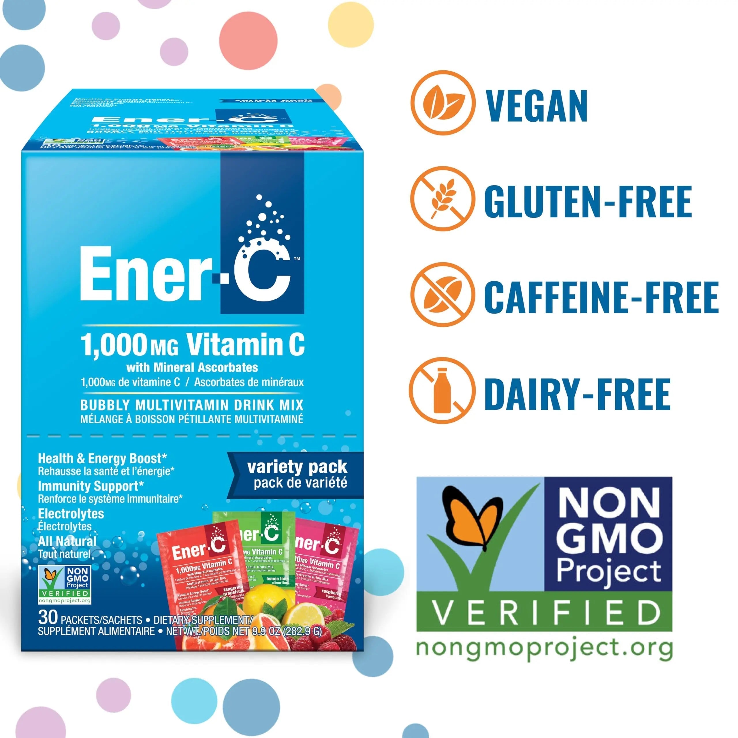 Ener-C Variety Pack Multivitamin Drink Mix Powder Vitamin C 1000mg & Electrolytes with Real Fruit Juice Natural Energy & Immune Support for Women & Men Ener-C uk supplements