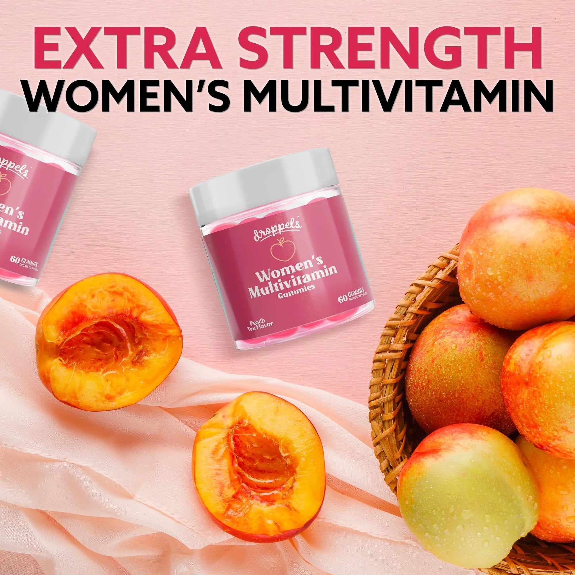 Droppels Women's Multivitamin Gummies with Folic Acid, Vitamins A, D, C, E, K, B6, B12, Biotin & More | Vegan, Non-GMO & Pectin-Based Daily Vitamins for Women | Droppels uk supplements