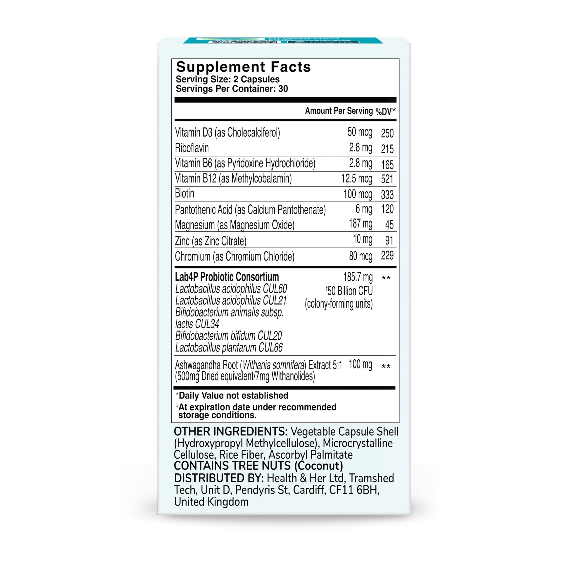 Health & Her Weight Management Probiotics for Women - Perimenopause & Menopause Supplement - Clinically Studied 50bn CFU Probiotics to Support Gut Health, Energy, Mood & Mind, Vegan (60 ct - 1 Month) Health and Her uk supplements