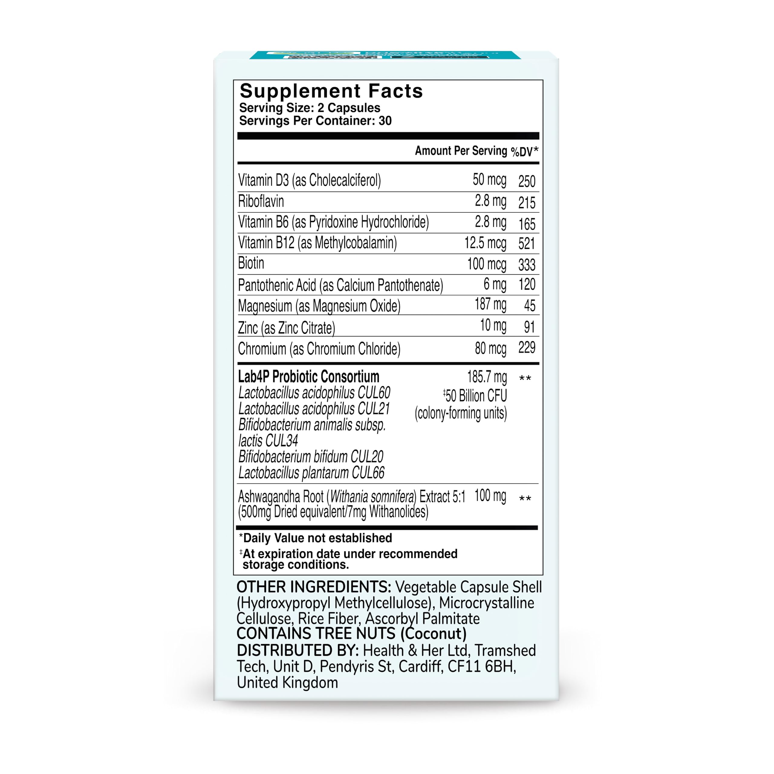 Health & Her Weight Management Probiotics for Women - Perimenopause & Menopause Supplement - Clinically Studied 50bn CFU Probiotics to Support Gut Health, Energy, Mood & Mind, Vegan (60 ct - 1 Month) Health and Her uk supplements