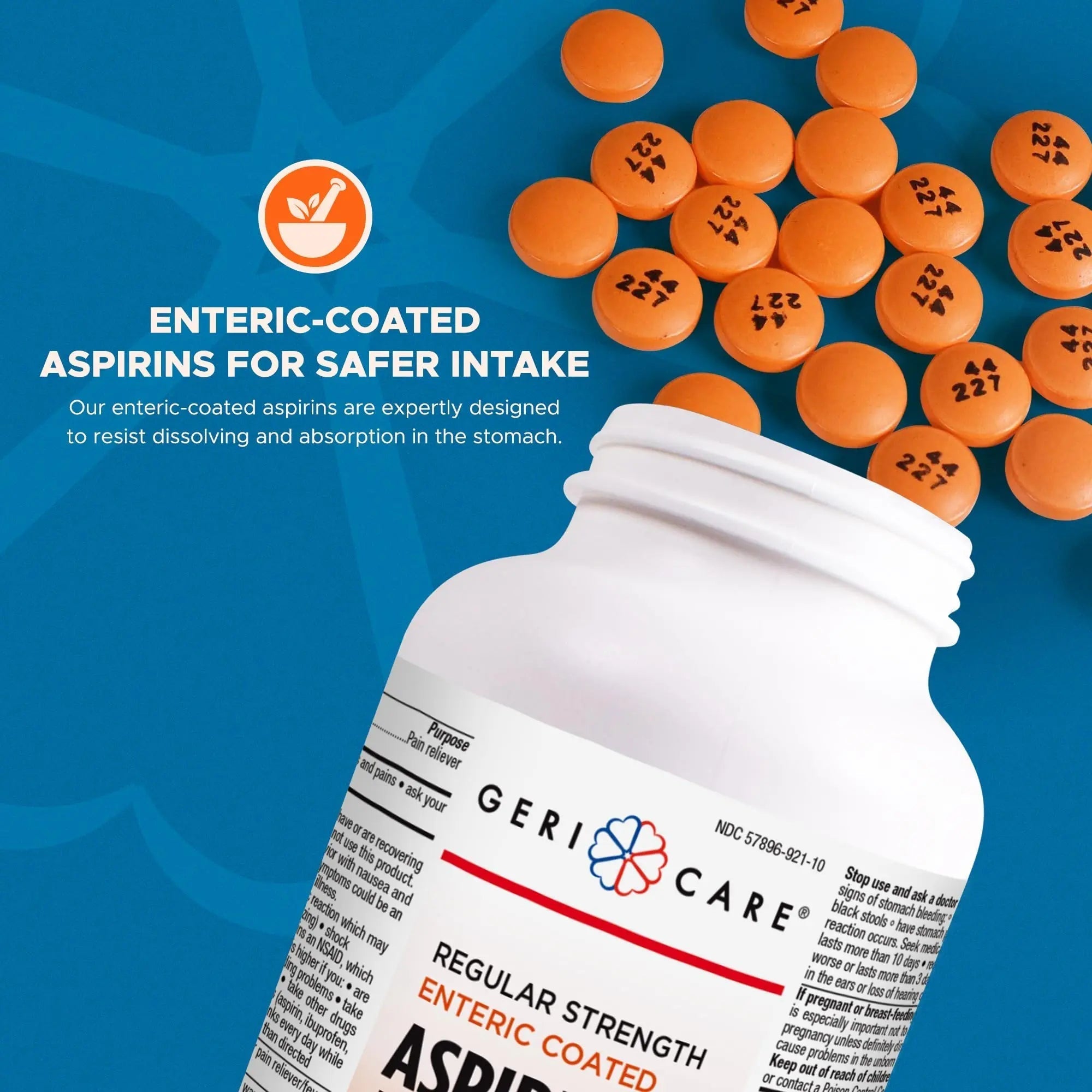 GeriCare Enteric Coated Aspirin Tablets 325mg (1000 Count) NSAID Pain Reliever & Fever Reducer for Adults- Regular Strength Aspirin for Headache Arthritis Menstrual & Muscle Pain GeriCare uk supplements