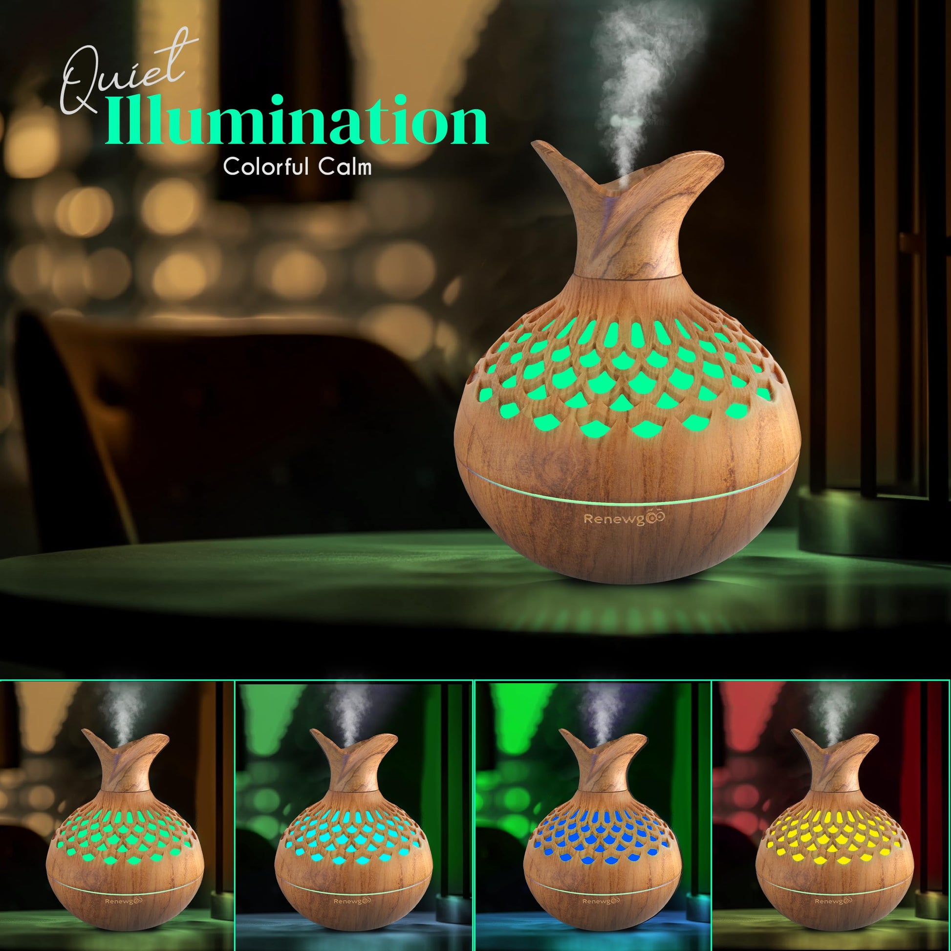 Aroma Diffuser for Essential Oils, Ultrasonic Aromatherapy Flower Oil Diffuser, Modern Cool Mist Renewgoo uk supplements