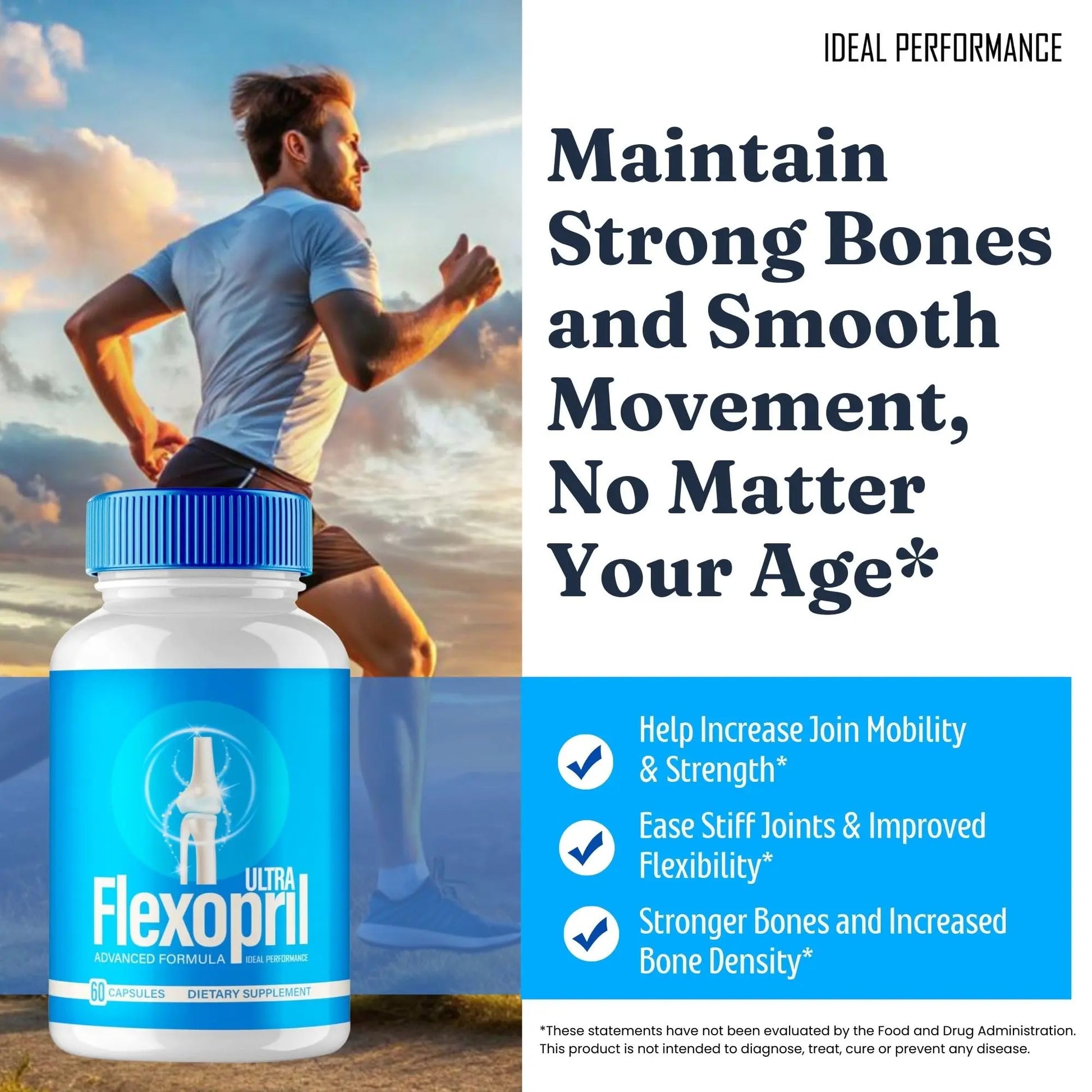 Flexopril Ultra Joint Support Capsules, Official Flexopril Supplement Pills, All-Natural Formula to Fortify Bones and Bolster Flexibility - Maximum Strength, FlexoprilUltra Pills Reviews (3 Pack) IDEAL PERFORMANCE uk supplements