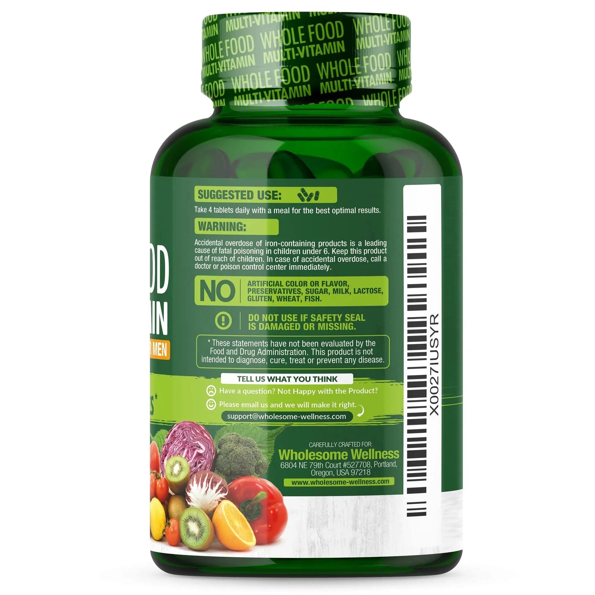 Wholesome Wellness Whole Food Multivitamin for Men - Natural Multi Vitamins, Minerals, Organic Extracts - Vegan Vegetarian - 120 Tablets Wholesome Wellness uk supplements