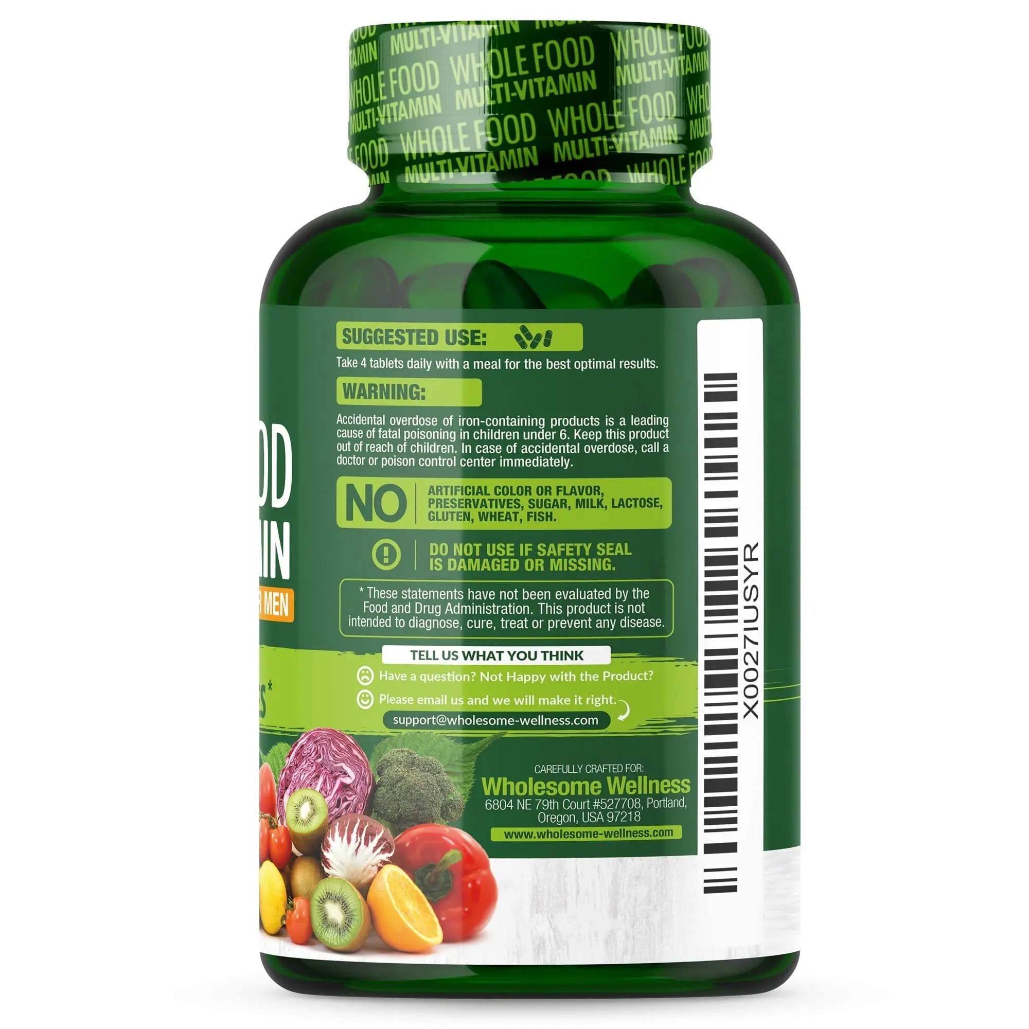Wholesome Wellness Whole Food Multivitamin for Men - Natural Multi Vitamins, Minerals, Organic Extracts - Vegan Vegetarian - 120 Tablets Wholesome Wellness uk supplements