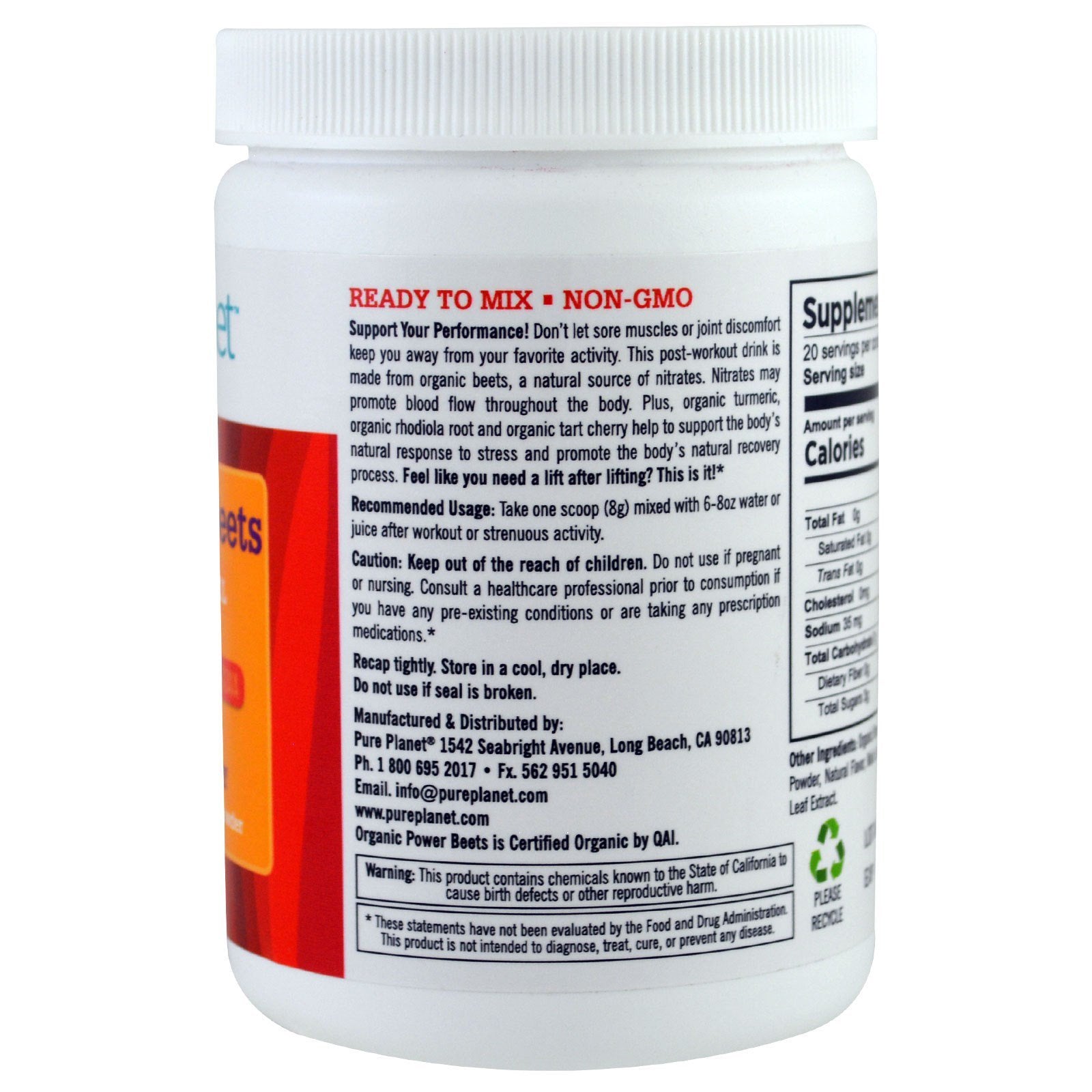 Pure Planet Organic Power Beets Preworkout Berry Burst 160 g PURE PLANET uk supplements