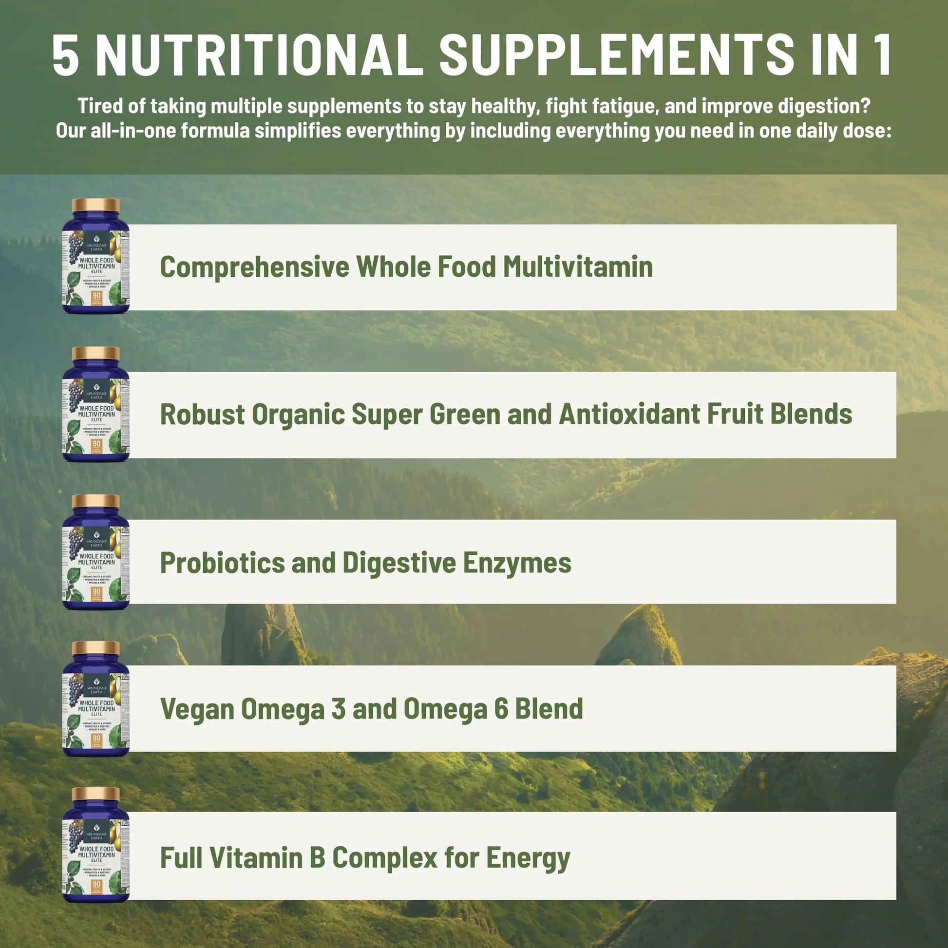 Abundant Earth Whole Food Multivitamin for Women, Daily Multi Vitamins Supplements for Men/Mens Multivitamins + B Complex, Probiotic Multi Enzyme Abundant Earth uk supplements