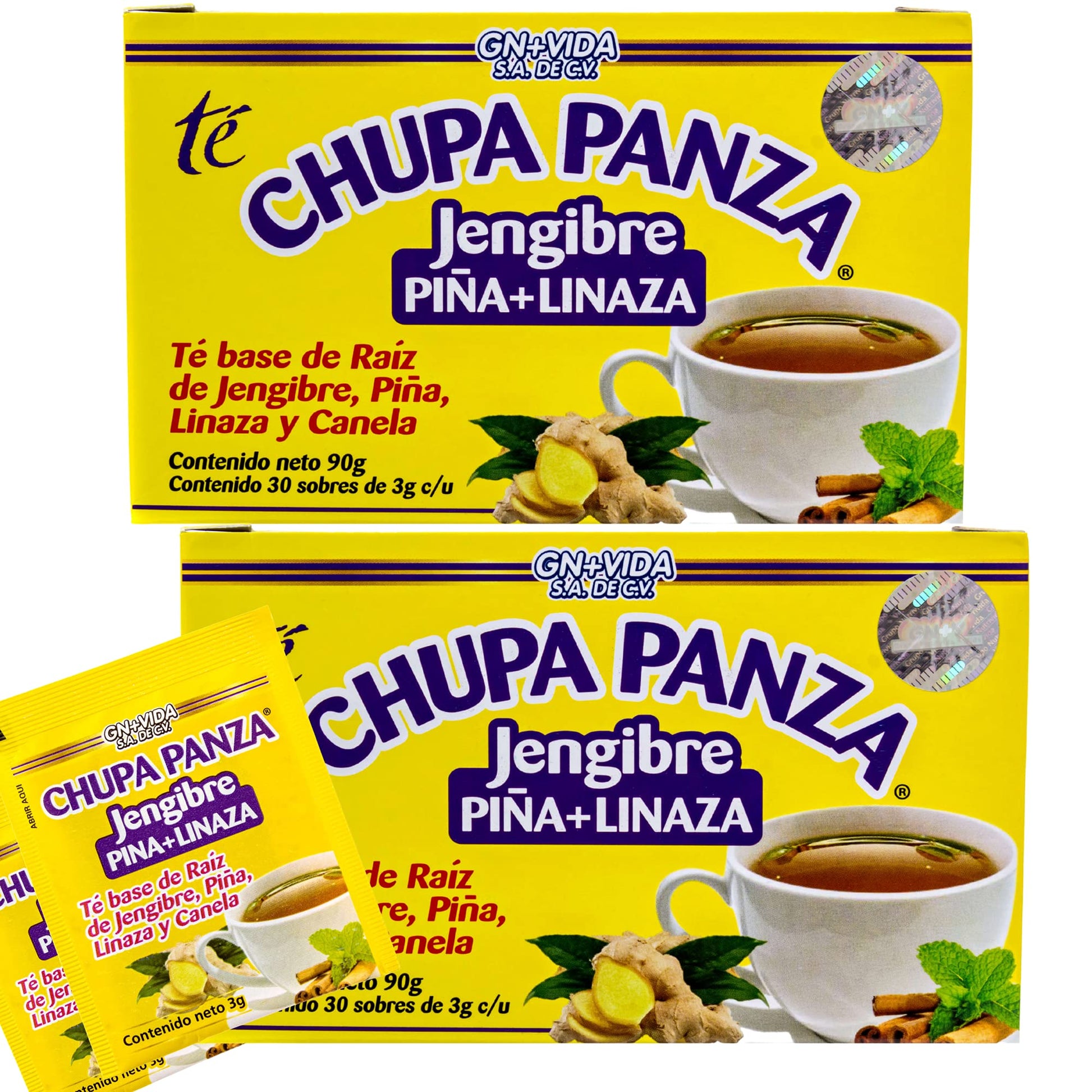 Tea CHUPA Panza, Tea Based ONGINGER Root, PINNEAPPLE, Flaxseed & Cinnamon GN+Vida uk supplements