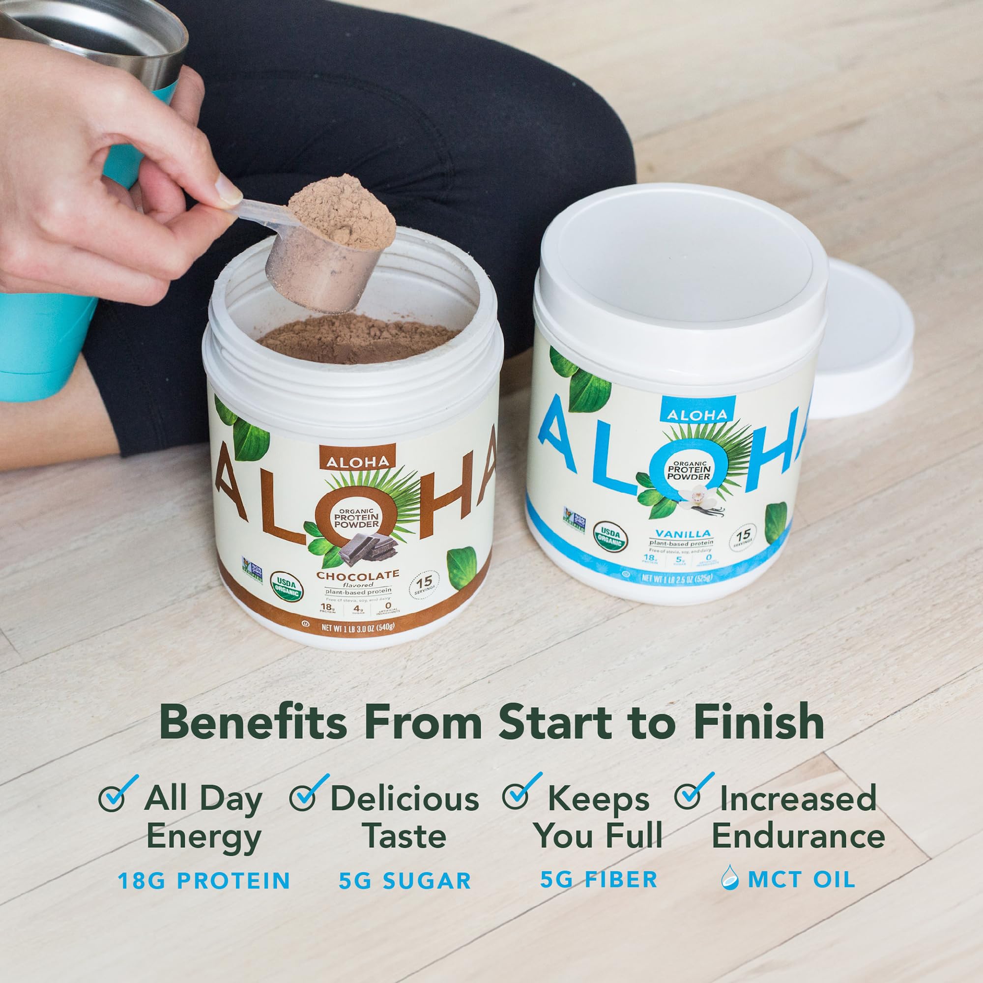 ALOHA Organic Plant Based Protein Powder, Stevia Free, Vanilla, 19.6 oz, 15 Servings PACKAGING MAY VARY ALOHA uk supplements
