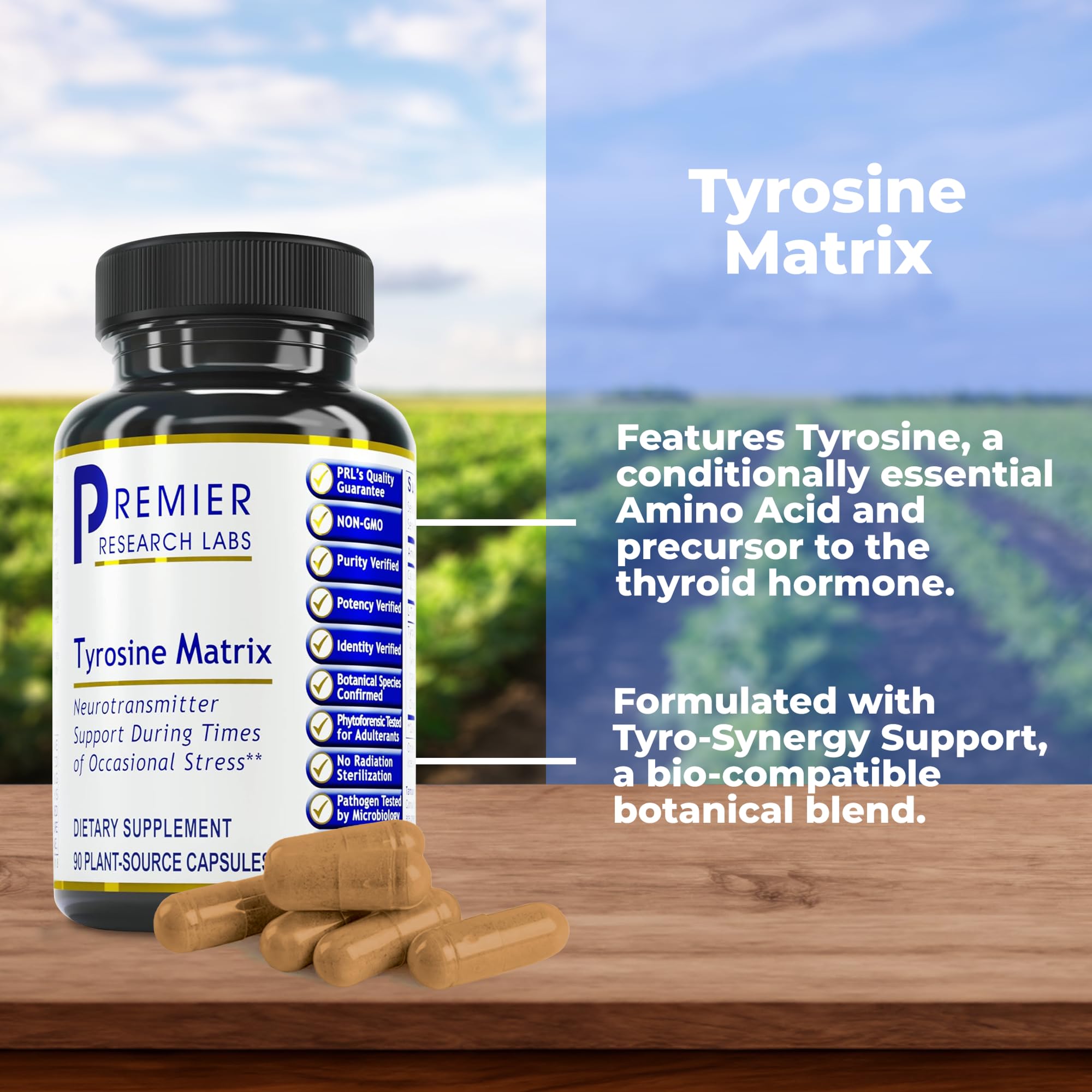 Premier Research Labs Tyrosine Matrix - L Tyrosine Supplement, L-tyrosine 944mg Capsules for Adults, Amino Acid Pills with Red Algae & Rhodiola Rosea - 90 Vegetarian Capsules Premier Research Labs uk supplements