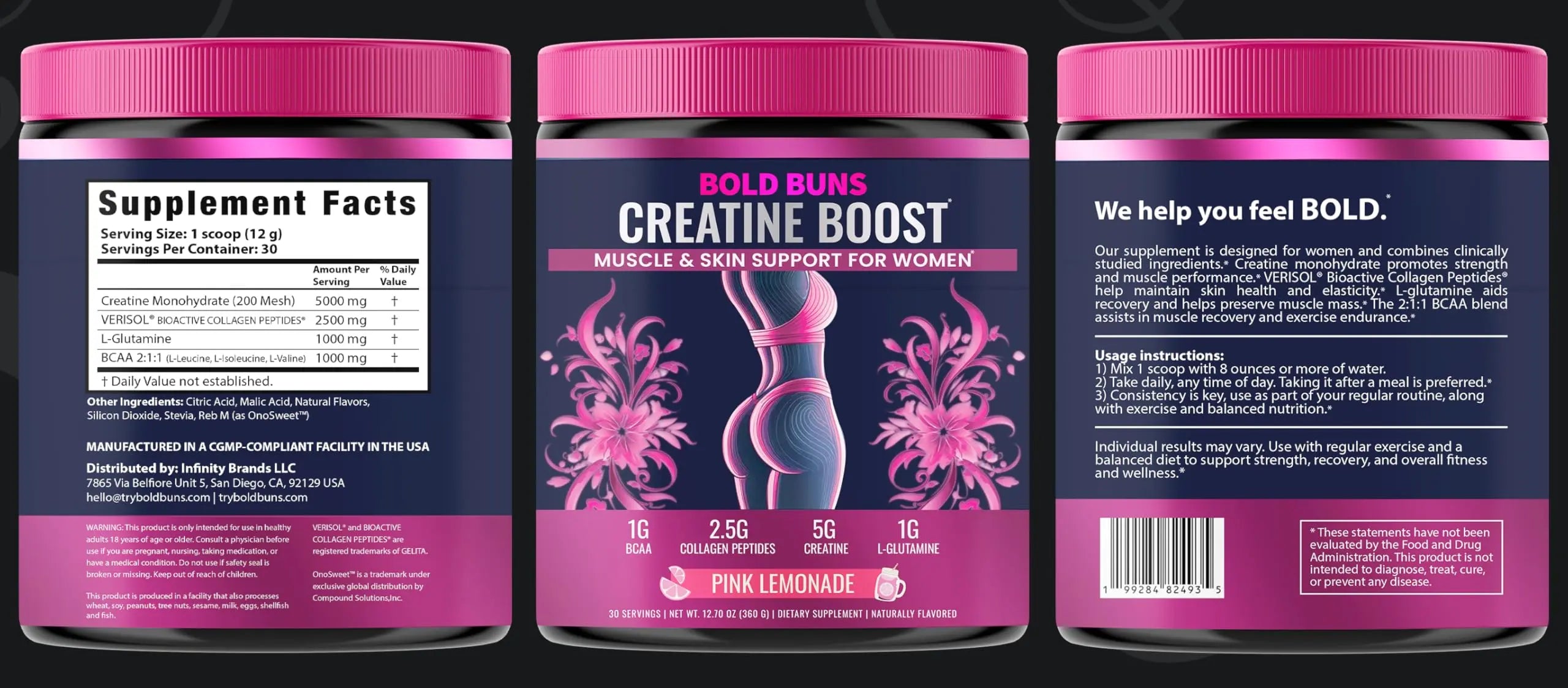Bold Buns Creatine for Women – Supplement with Collagen & BCAA – Supports Muscle Development, Post-Workout Recovery, Skin Elasticity, Bold Buns uk supplements