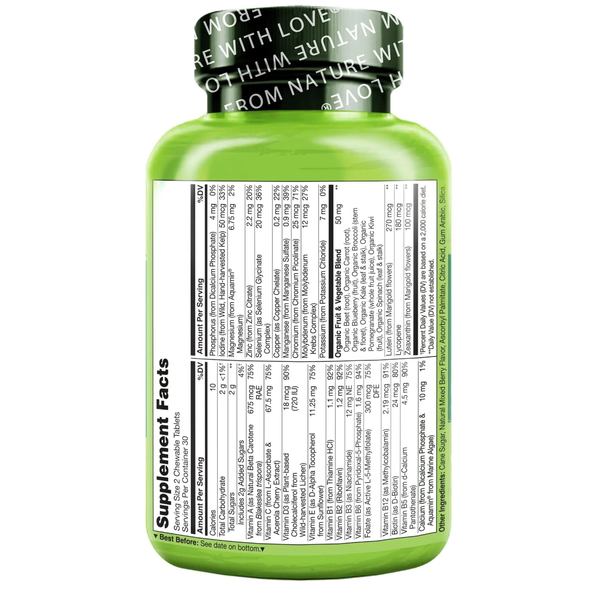 NATURELO Chewable Vitamin for Kids Multivitamin with Whole Food Organic Fruit Blend - 60 Tablets for Children NATURELO uk supplements