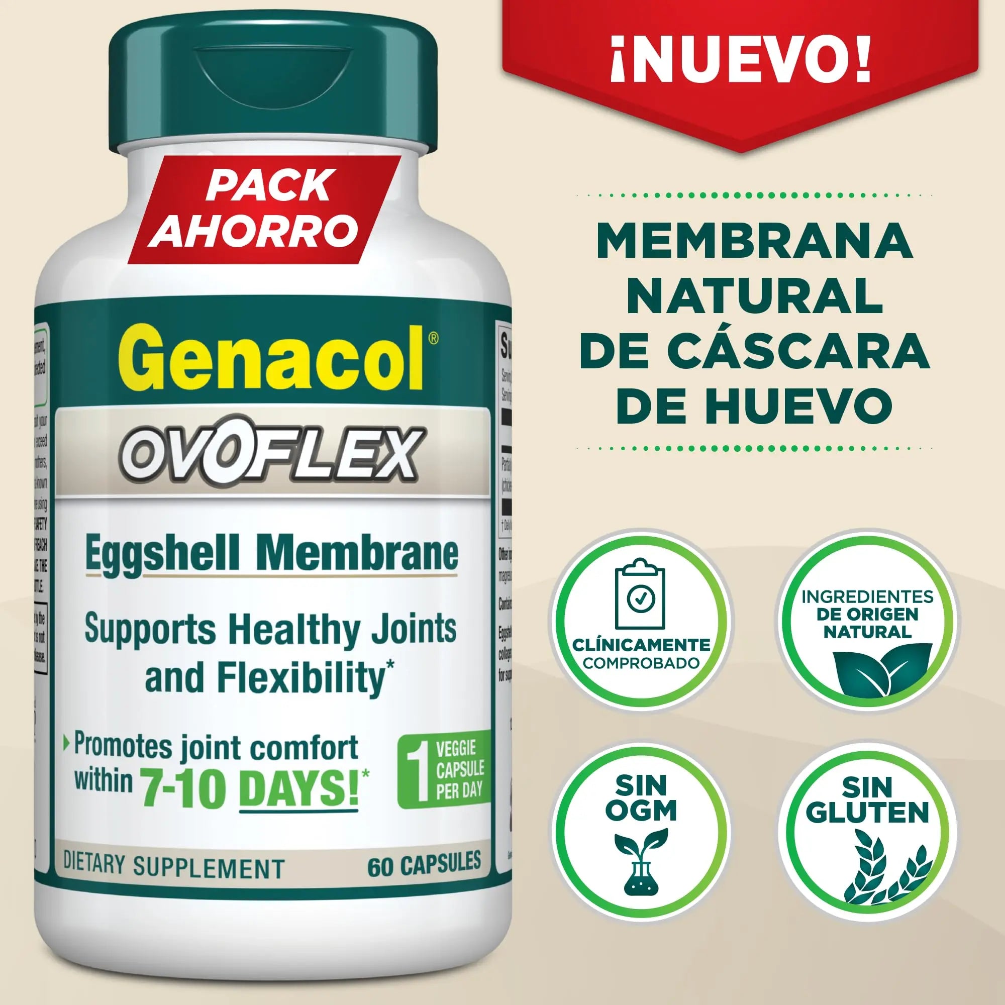 Genacol Ovoflex – Natural Eggshell Membrane Supplement, Support Healthy Joints & Flexibility, Vegetarian Solution for Joint Care, Results in 7 Days, Value Pack, 60 Capsules (60-Day Supply) Genacol uk supplements