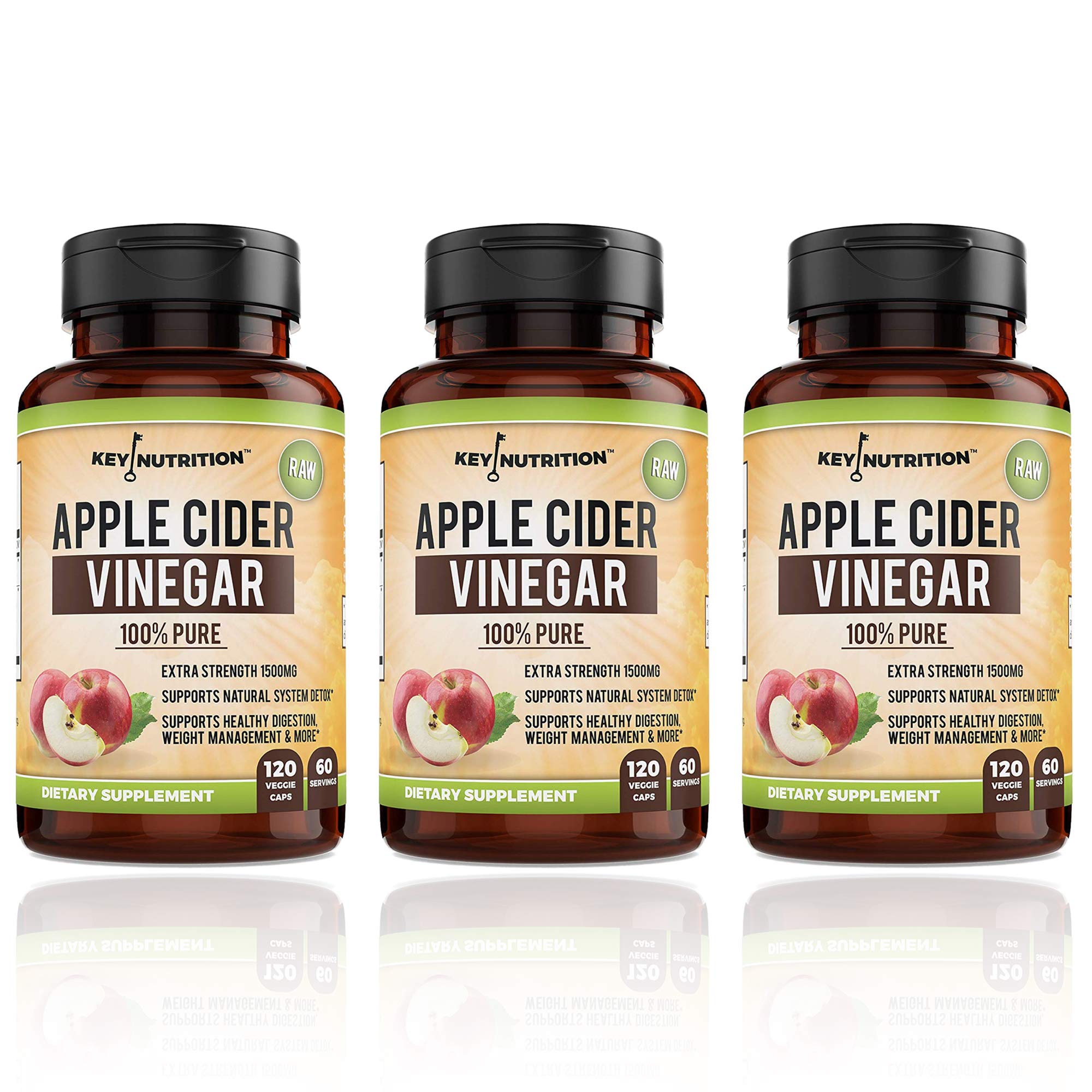Apple Cider Vinegar 1500mg, 100% Organic, Pure & Raw - Healthy Digestion Key Nutrition uk supplements
