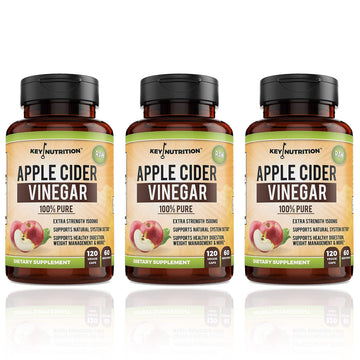Apple Cider Vinegar 1500mg, 100% Organic, Pure & Raw - Healthy Digestion Key Nutrition uk supplements