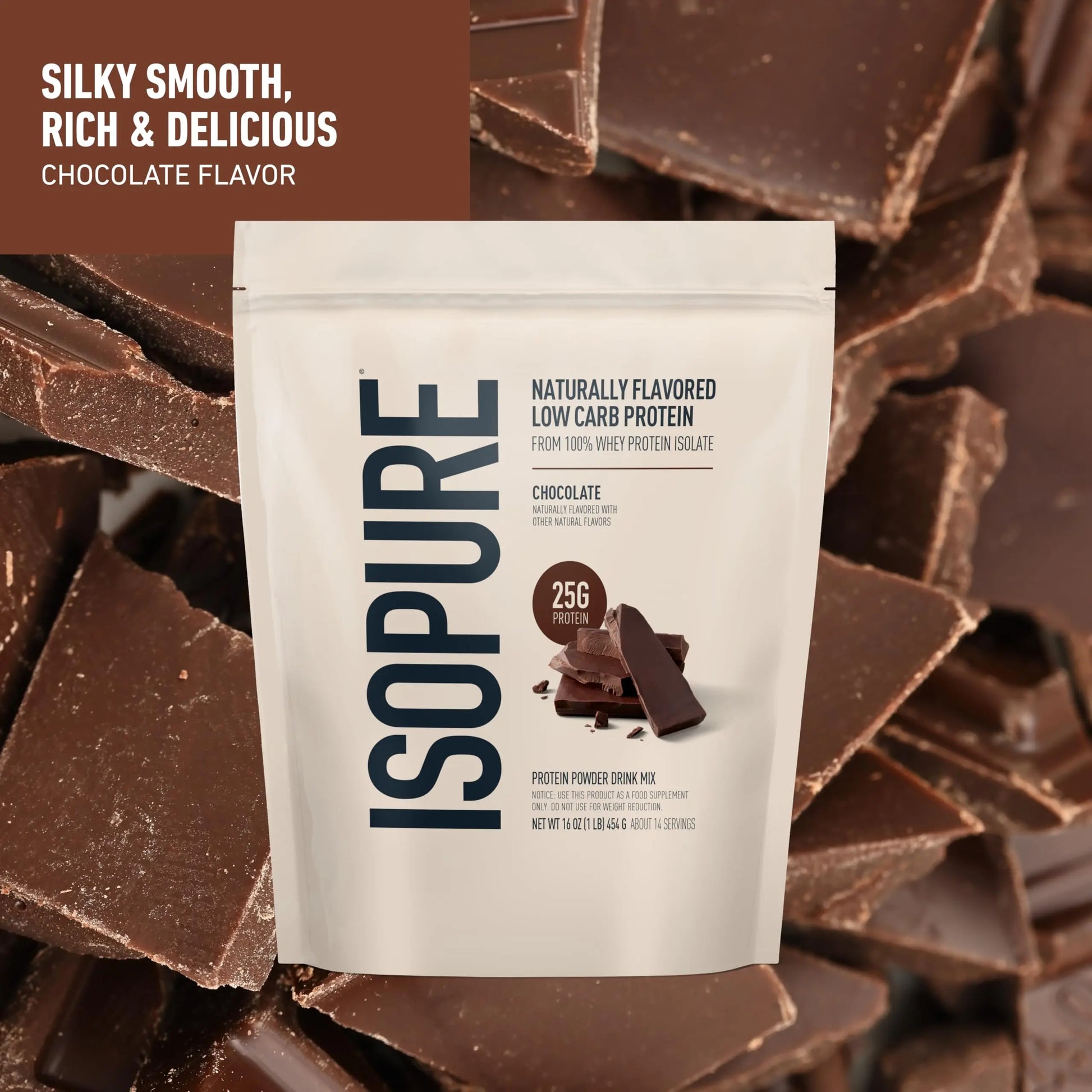 Isopure Low Carb 100% Pure Whey Isolate Protein Powder, Lactose Free, Gluten Free, With Vitamins, Dark Chocolate, 25g Protein Per Serving, 1 Lb, Isopure uk supplements