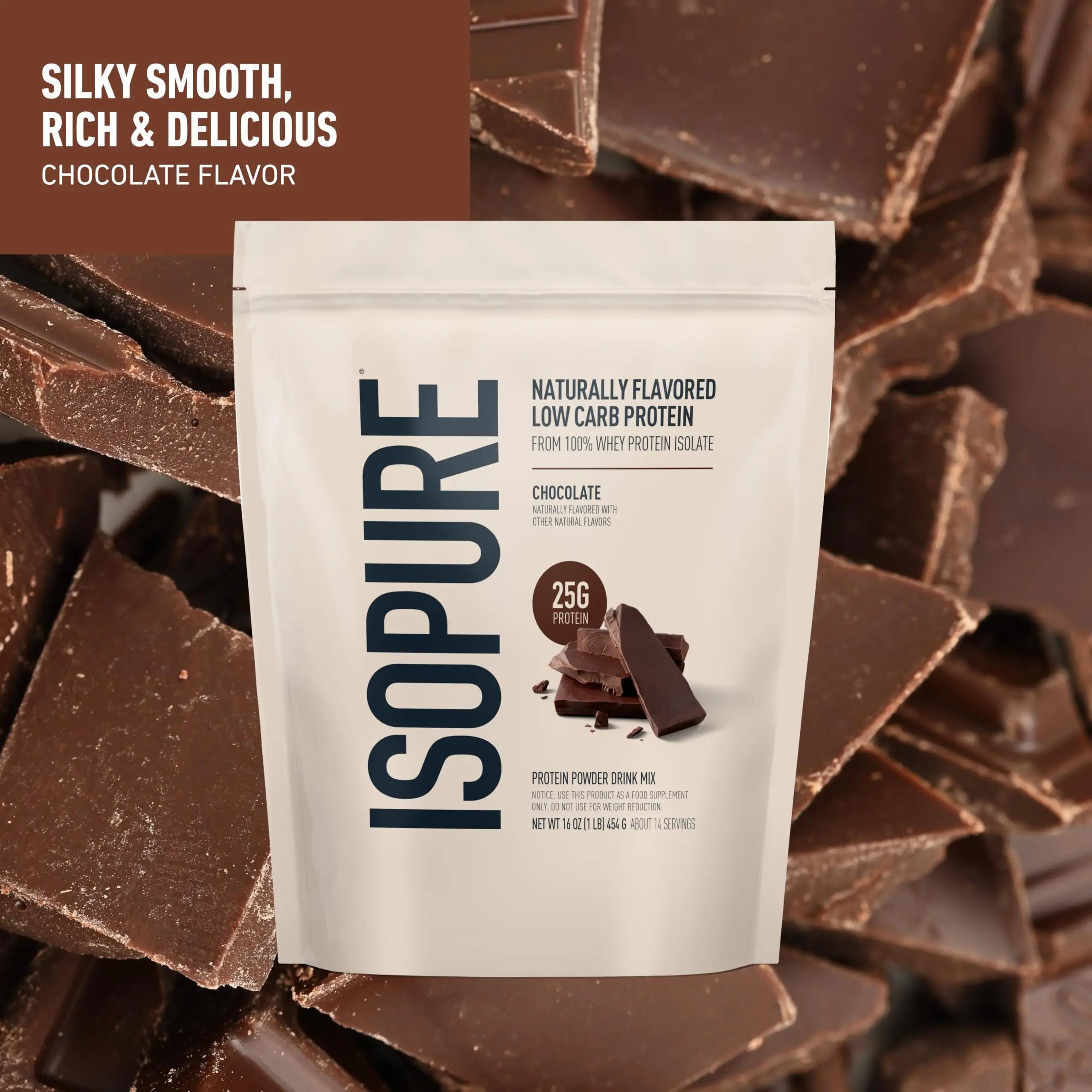 Isopure Low Carb 100% Pure Whey Isolate Protein Powder, Lactose Free, Gluten Free, With Vitamins, Dark Chocolate, 25g Protein Per Serving, 1 Lb, Isopure uk supplements