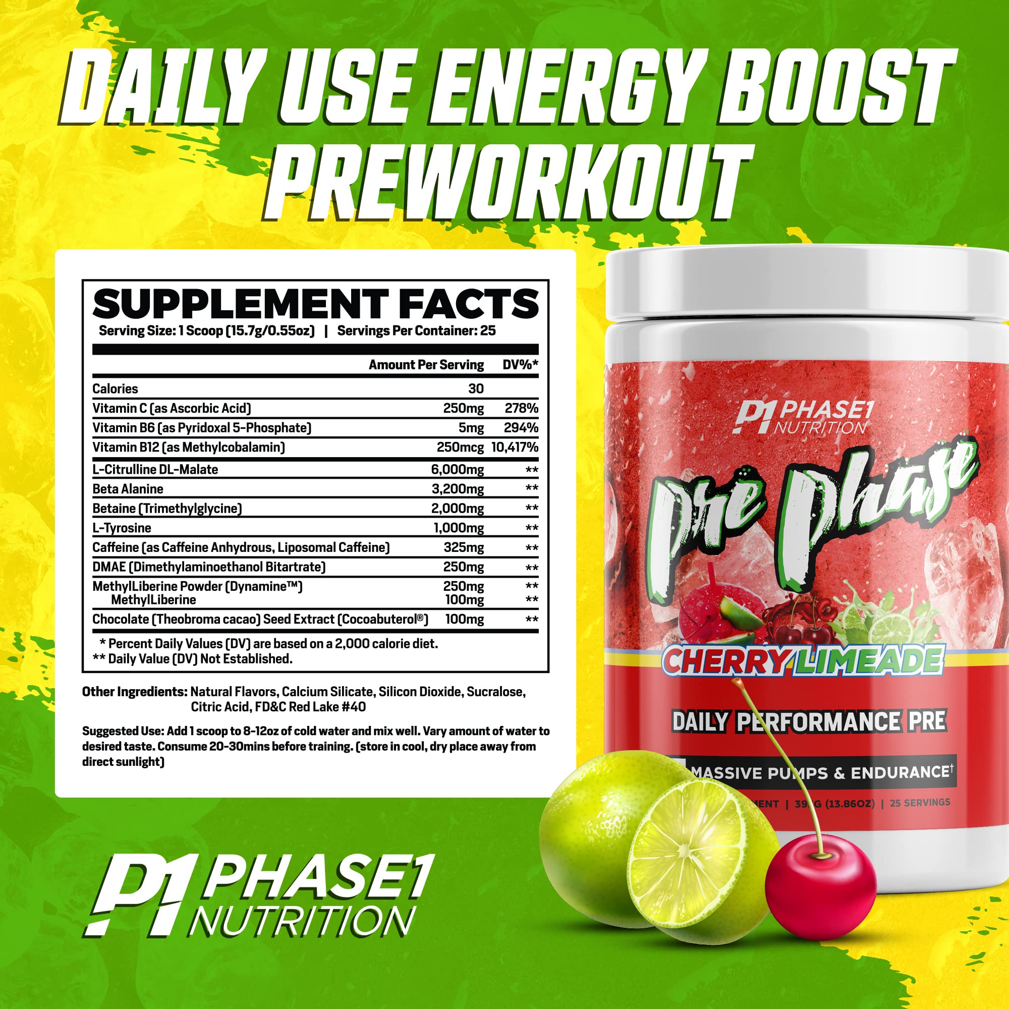 Pre Phase Daily Driver Preworkout - Phase 1 Nutrition (Cherry Limeade, 25 Servings) Phase One Nutrition uk supplements