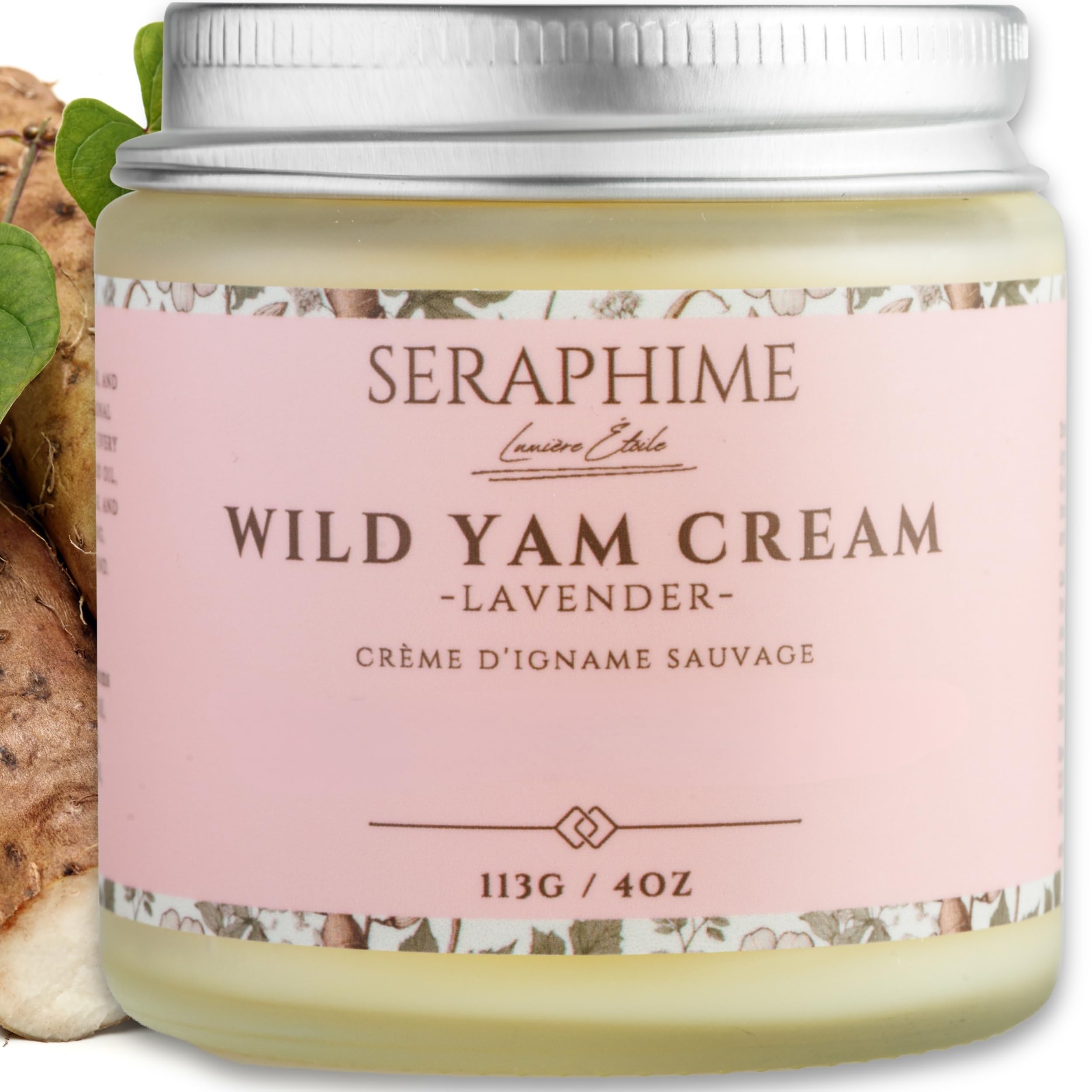 Seraphime Wild Yam Cream for Hormone Balance - Gift for Mom - Menopause and PMS Support for Women - Wild Yam Balancing Cream - Hot Flashes, Night Sweats, Mood Swings, Low Energy - Lavender 4oz Seraphime uk supplements